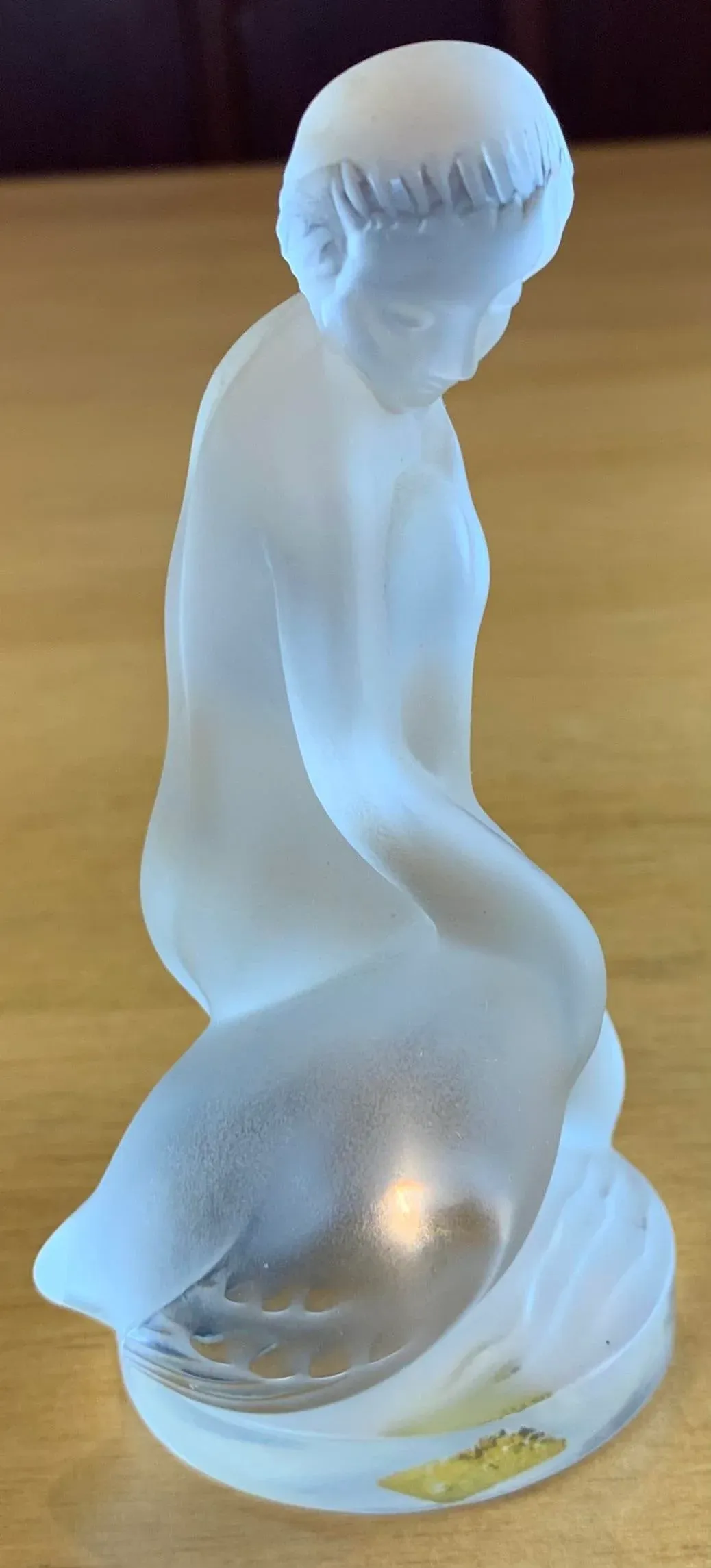 工芸品 VINTAGE LALIQUE 1980s Vintage Lalique France Leda Girl With Swan Statuette | Chairish