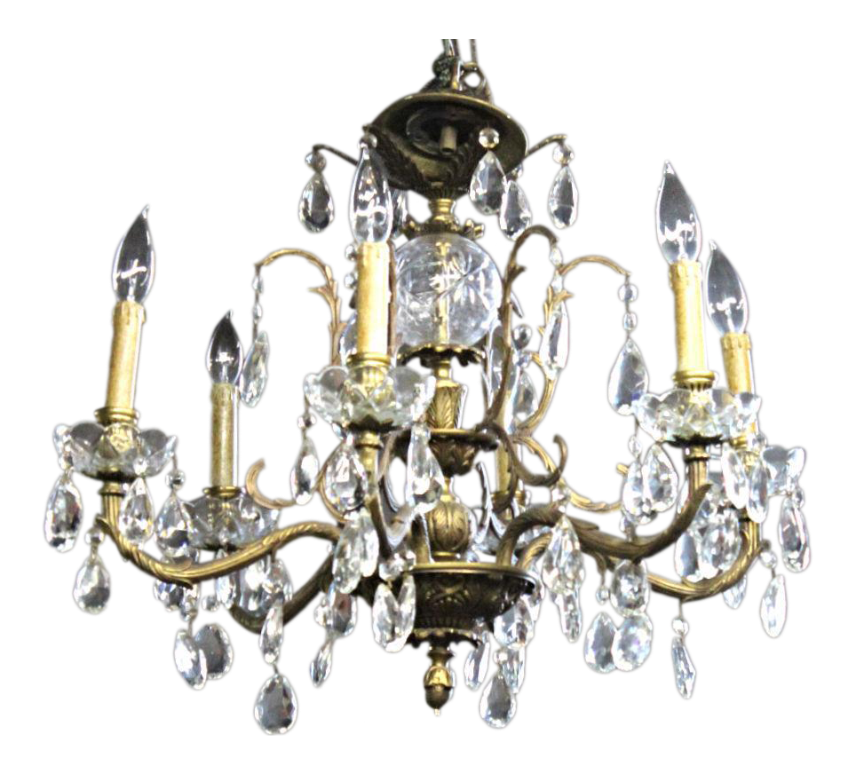 Bronze & Crystal Hanging Chandelier Chairish