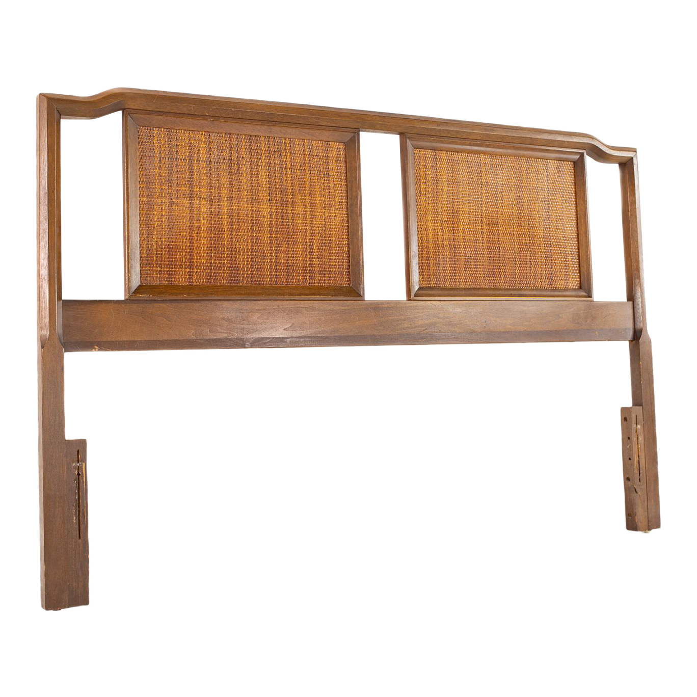 United Furniture Mid Century Walnut and Cane Queen Headboard Chairish