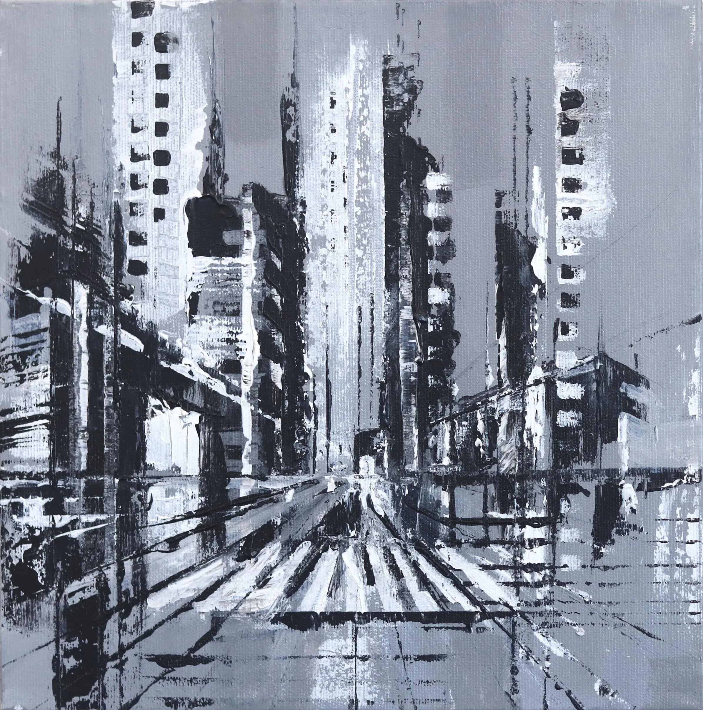 ''Nc 05'' Black and White City Painting by Ivana Milosevic Chairish