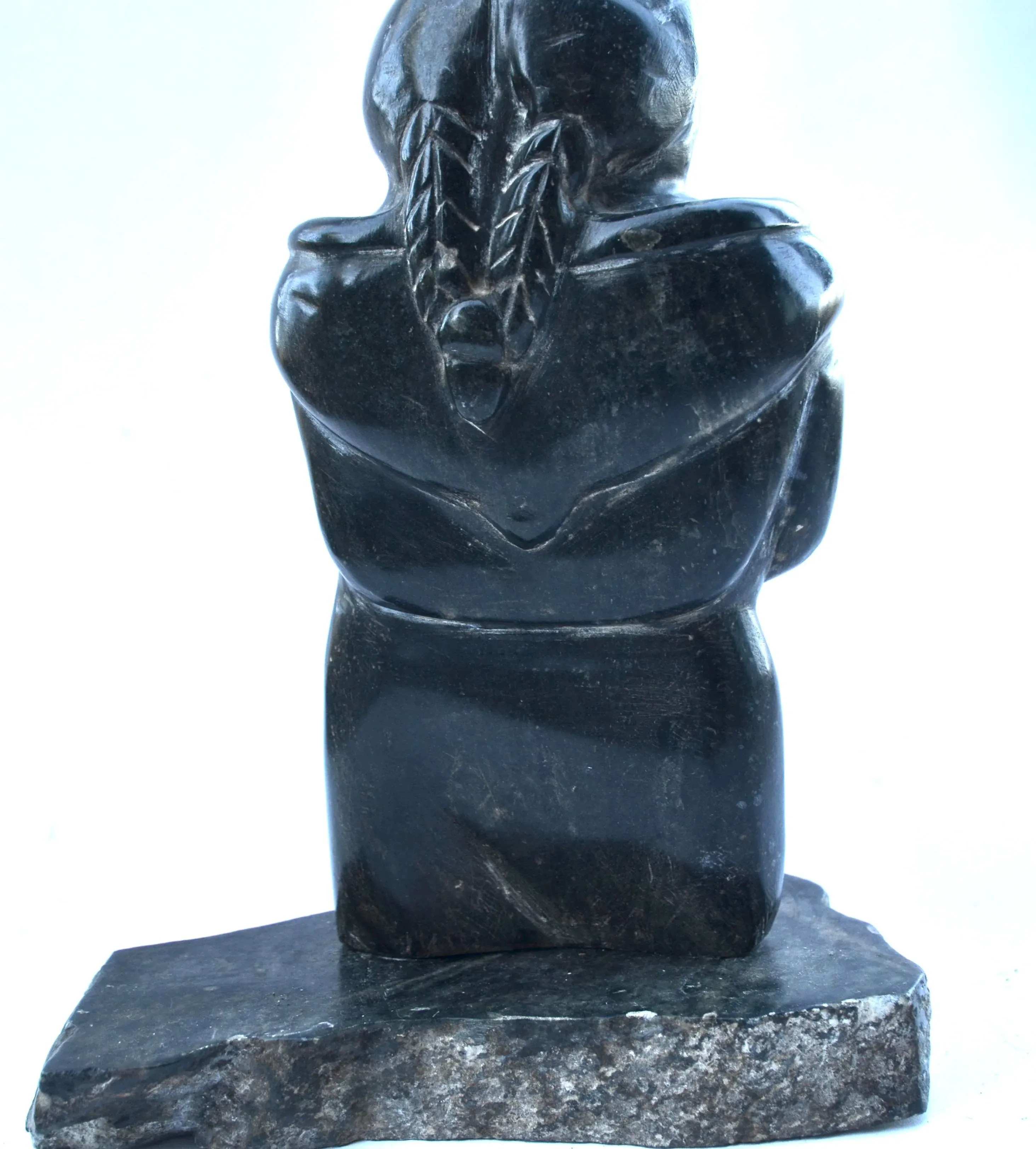 1950-60s Inuit Stone Carving Standing Woman With Braid