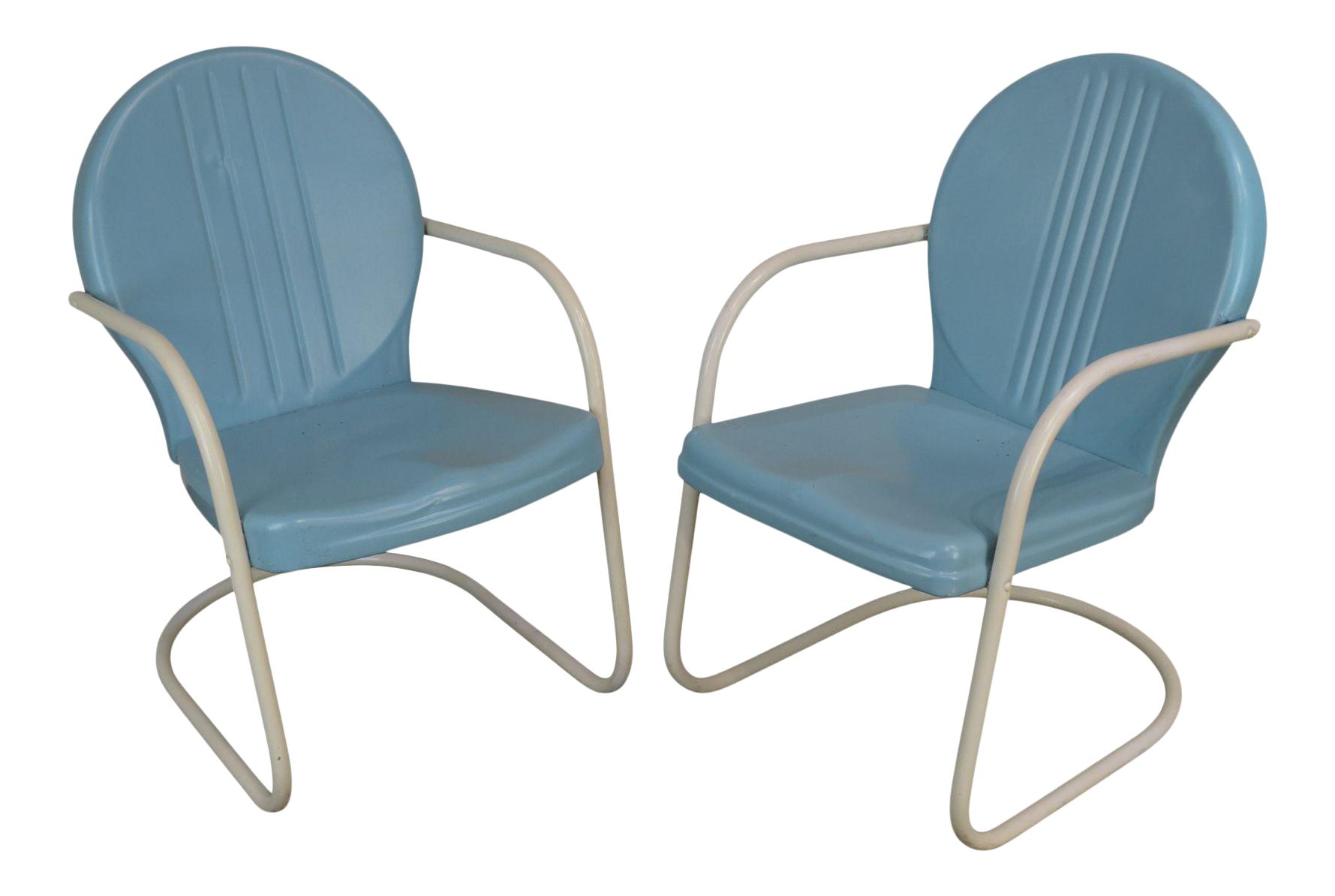 Art Deco Style 1940's Vintage Metal Patio Lawn Chairs a Pair Chairish