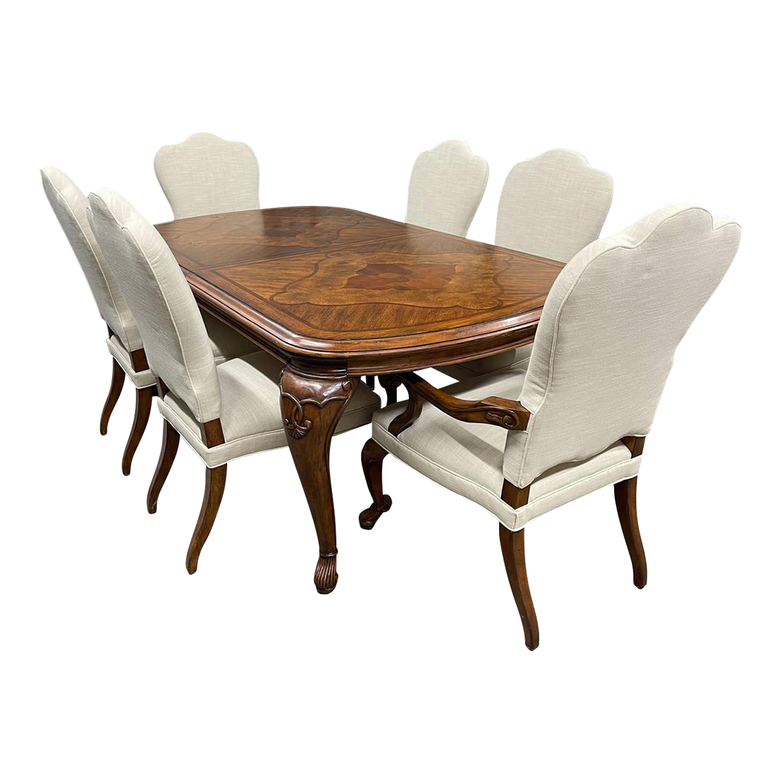 Thomasville Furniture Cassara Pecan Leg Dining Table and Chair(6) Set Chairish