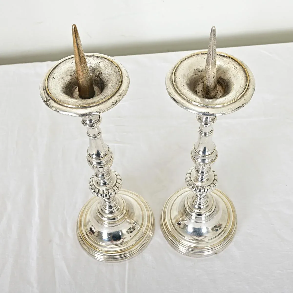 Pair of French 19th Century Silver Plate Candlesticks | Chairish