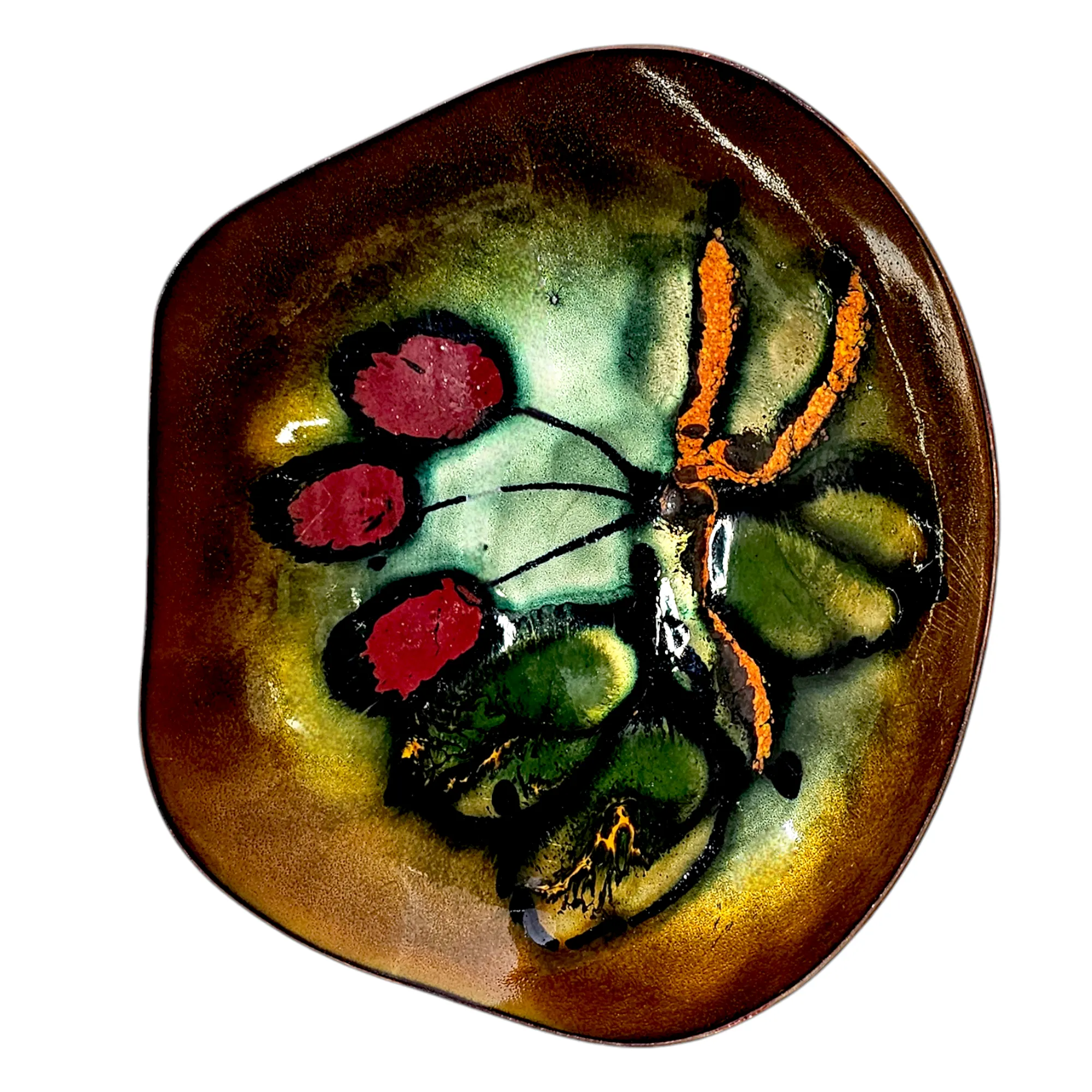 ☆七宝焼 LAURANA RAME D'ARTE エナメルボウル☆ Vtg MCM Laurana Rame d'Arte Italy Enamel Copper Bowl Signed 7