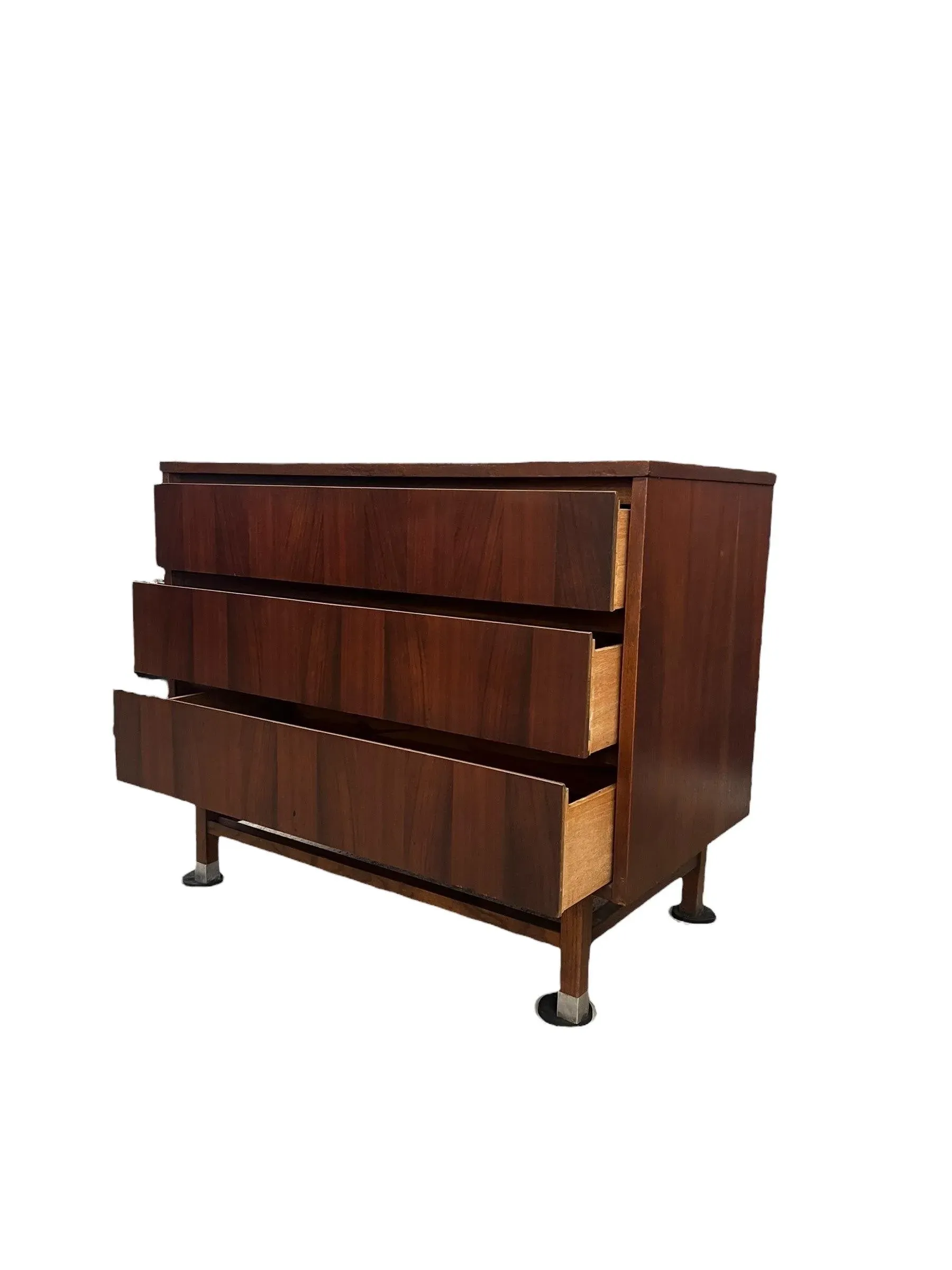 1970s Vintage Mid Century Modern Dovetailed 3 Drawer Dresser by Stanley