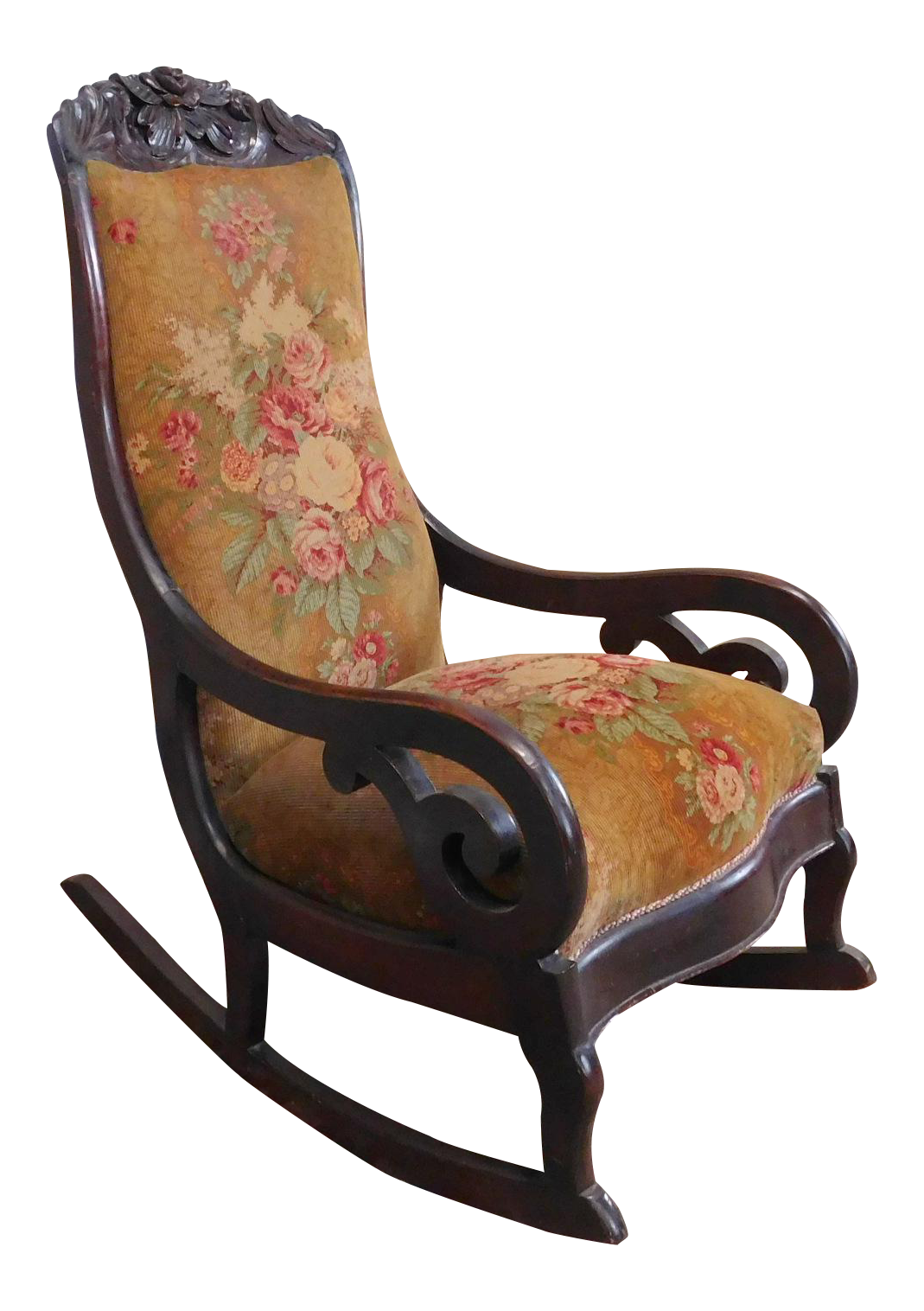 Aan boord pijp soort Antique Victorian Era Carved Walnut Lincoln Rocker Rocking Chair c1860 |  Chairish