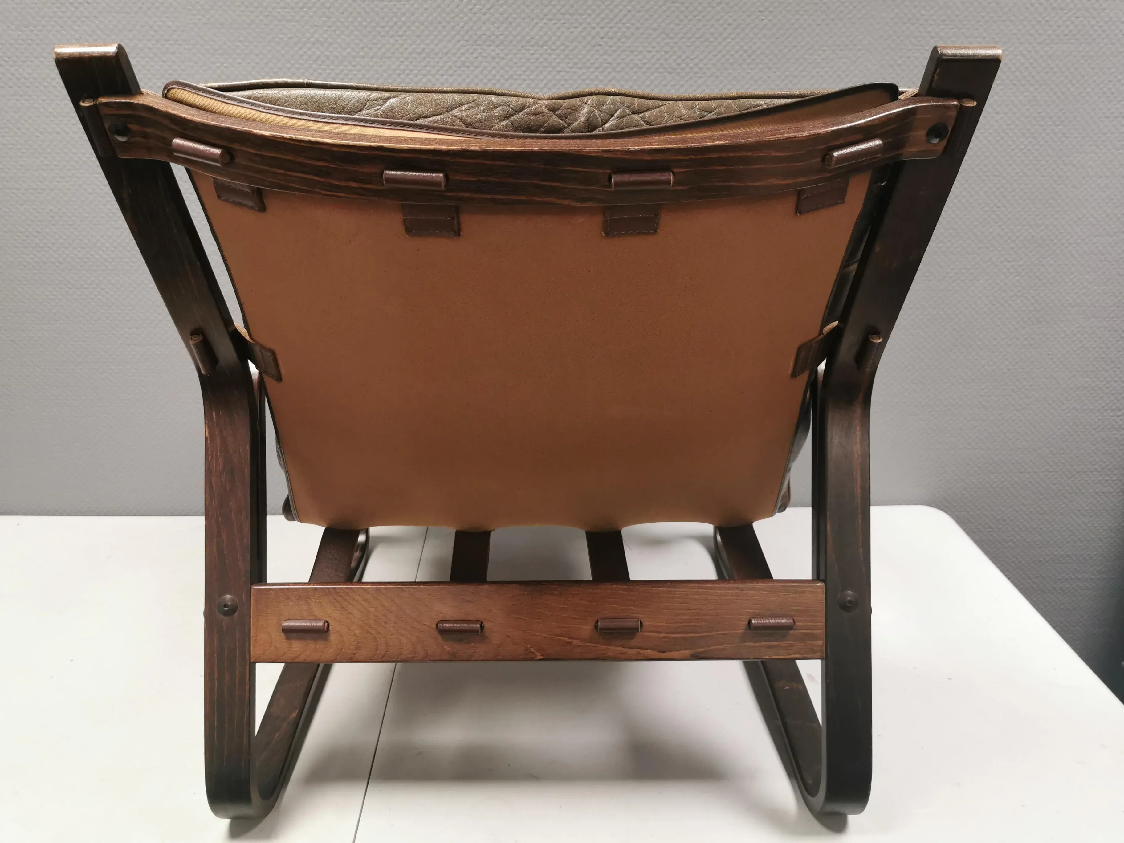 Bentwood and Buffalo Leather Lounge Chair by Giske Carlsen for