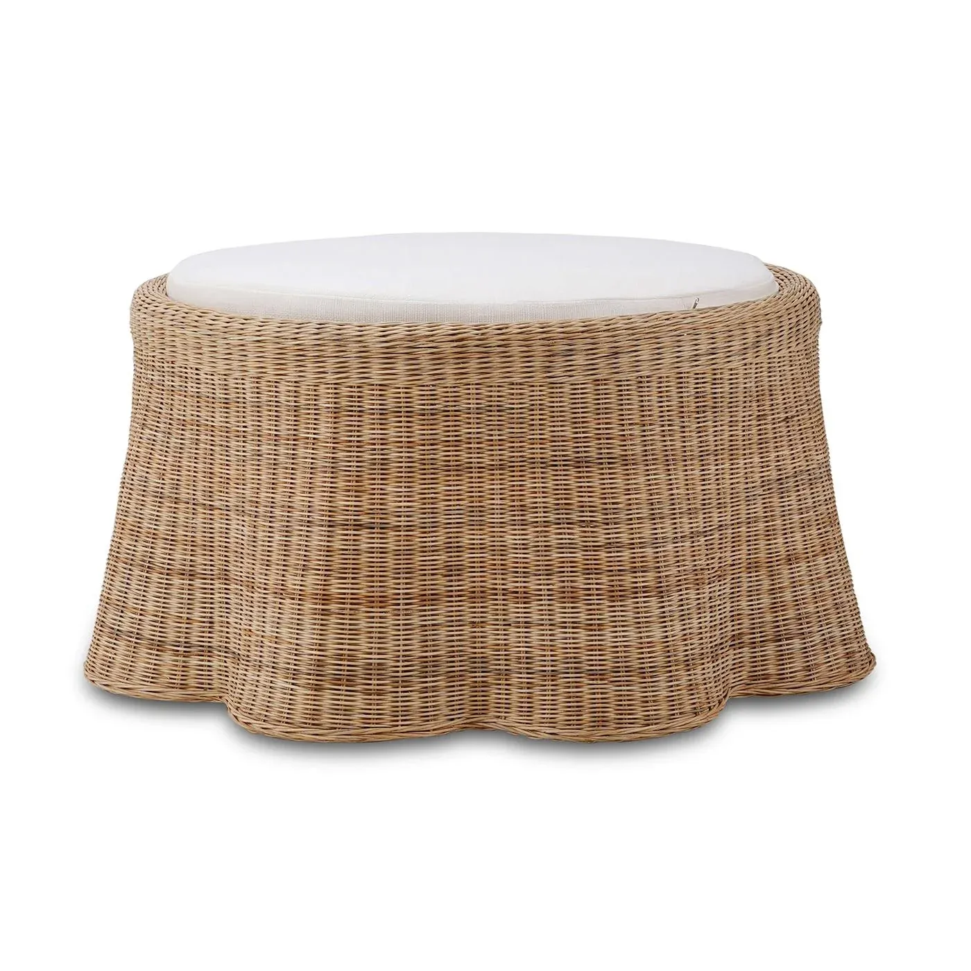 Round Rattan Ottoman | Chairish