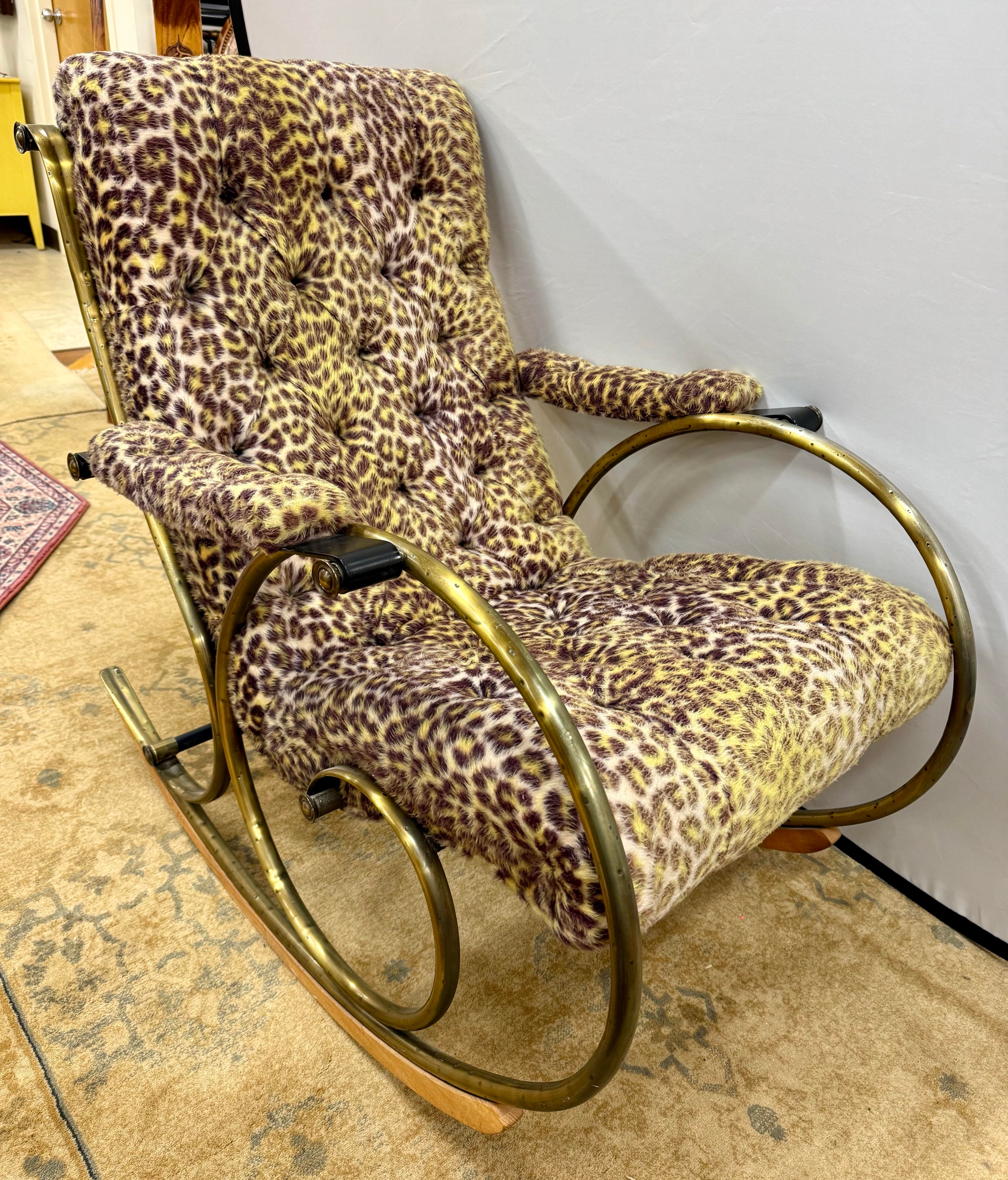 Mid Century Lee Woodward Leopard Print Rocker Chair With Ottoman - Main Image