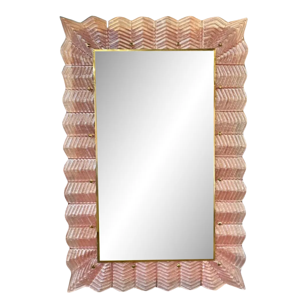 Modern Pink Murano Glass Mirror | Chairish