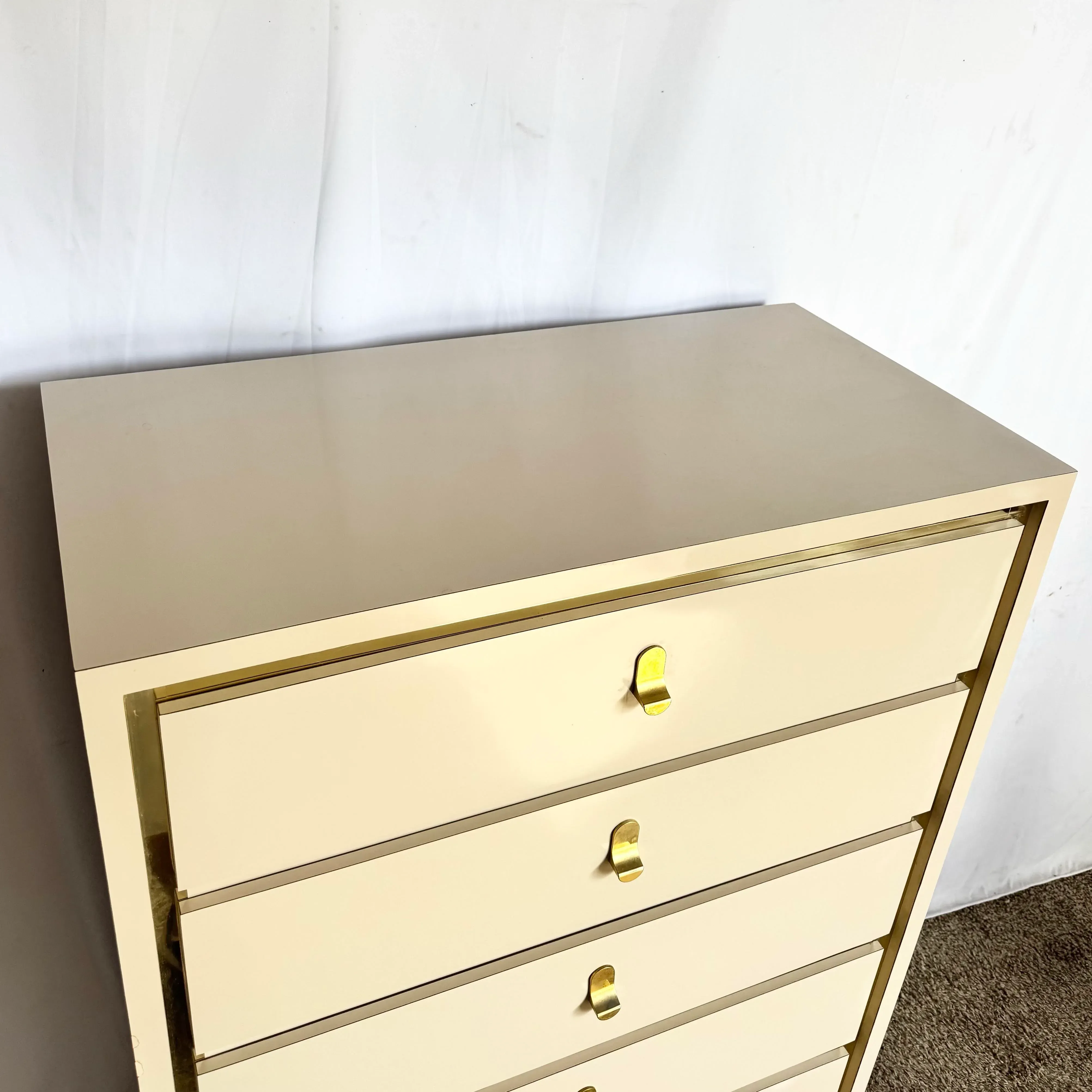 Postmodern Cream Laminate Highboy Dresser With Gold Accents is available  for purchase on au PAY Market - Imported Goods Online Store Co.Ltd. | au  PAY Market - Online Shopping Site