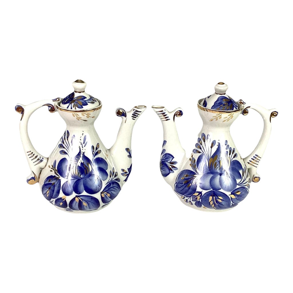 1990s Fenix Russian Porcelain Teapots- a Pair | Chairish