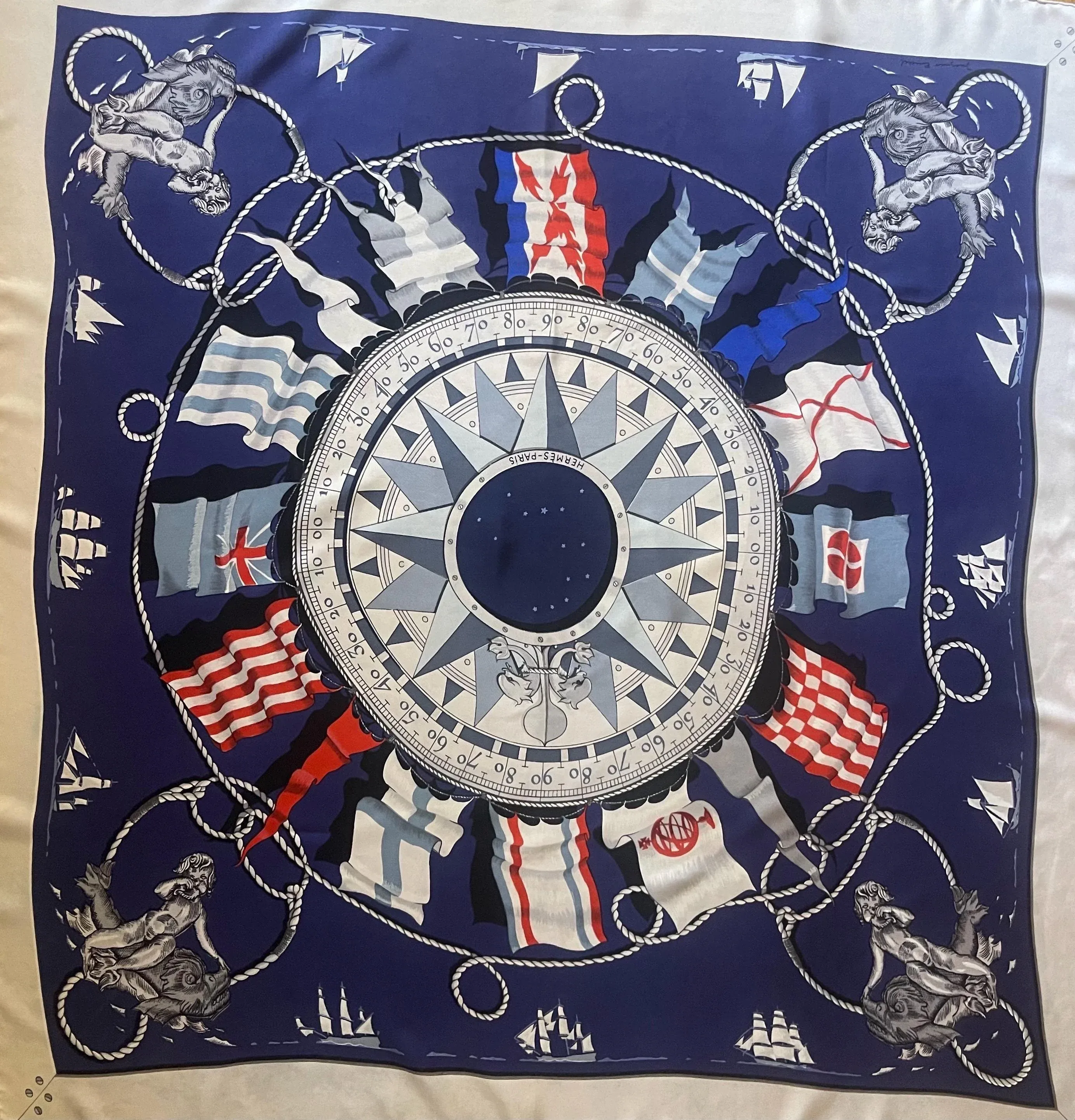 Hermès Silk Scarf “Sextants” 1981 | Chairish
