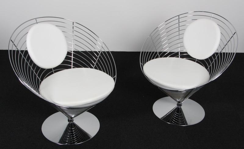 Vintage Wire Cone Chairs by Verner Panton, 1970s, Set of 2