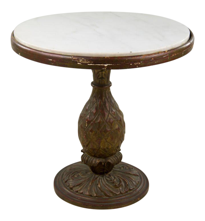 Italian 20th C. White Round Marble Top Accent Table Chairish