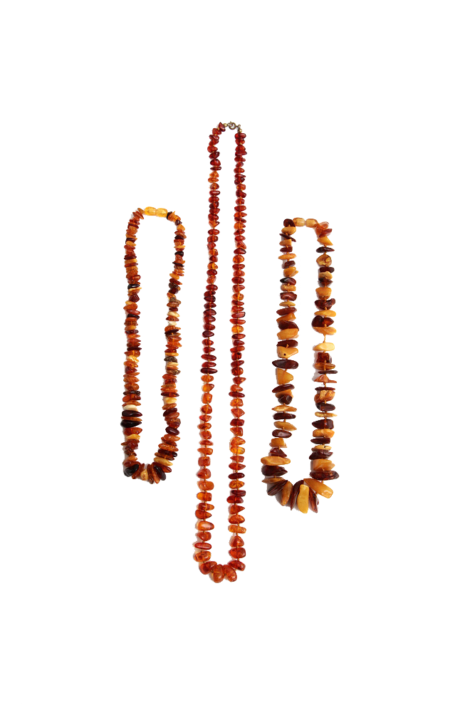 Vintage Three Amber Necklaces, 1960s, Set of 3