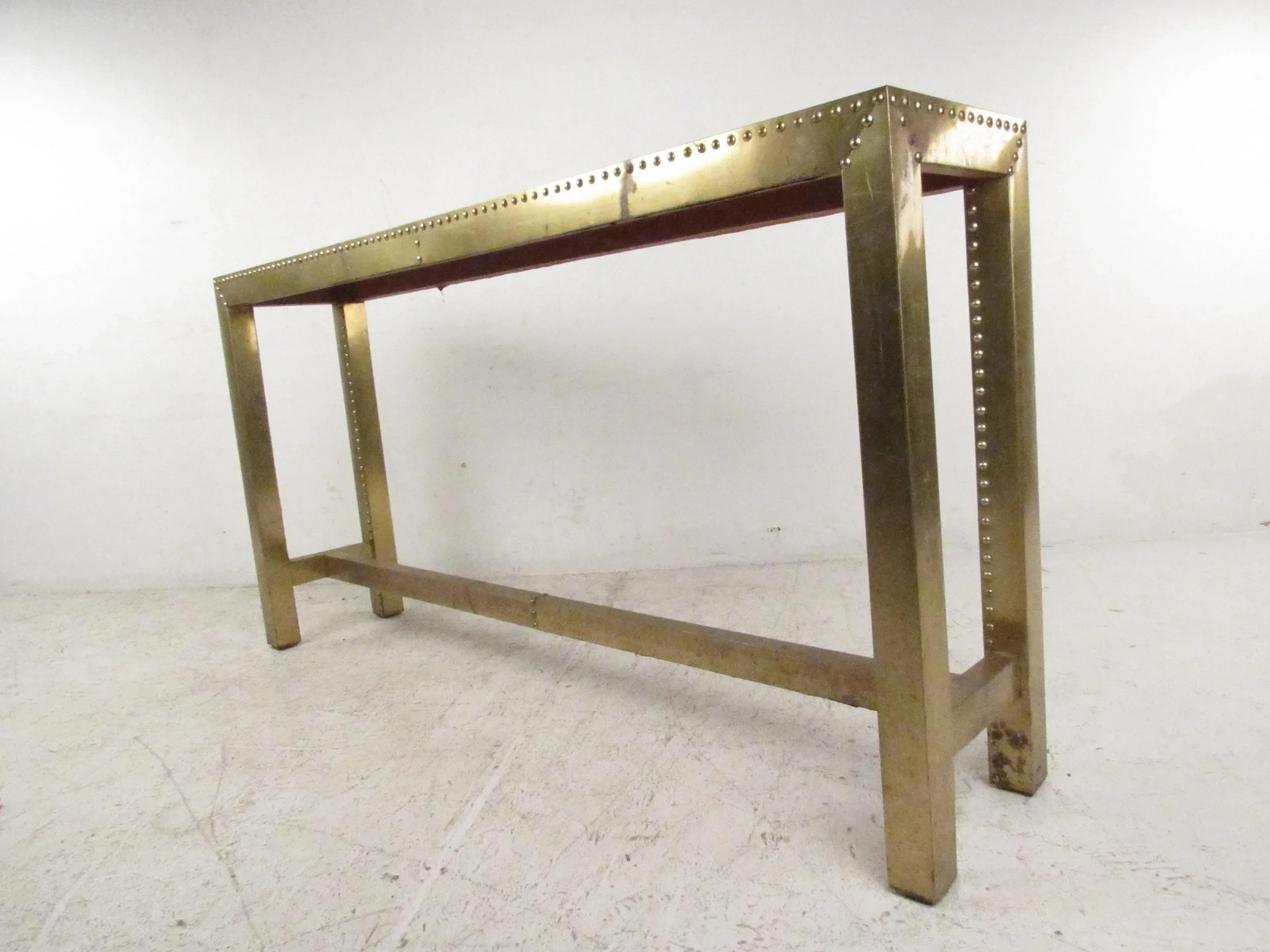 1970s Unique Mid-Century Brass Console Table