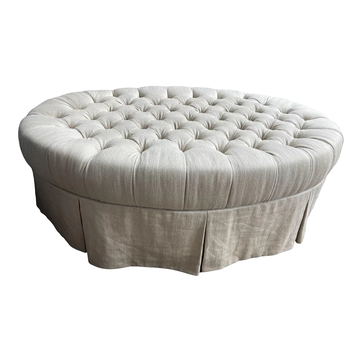 Custom Made Traditional Oval Tufted Ottoman Chairish