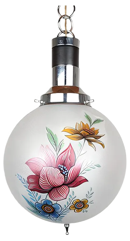 Vintage Glass Flower Pendant Lamp, Italy, 1960s