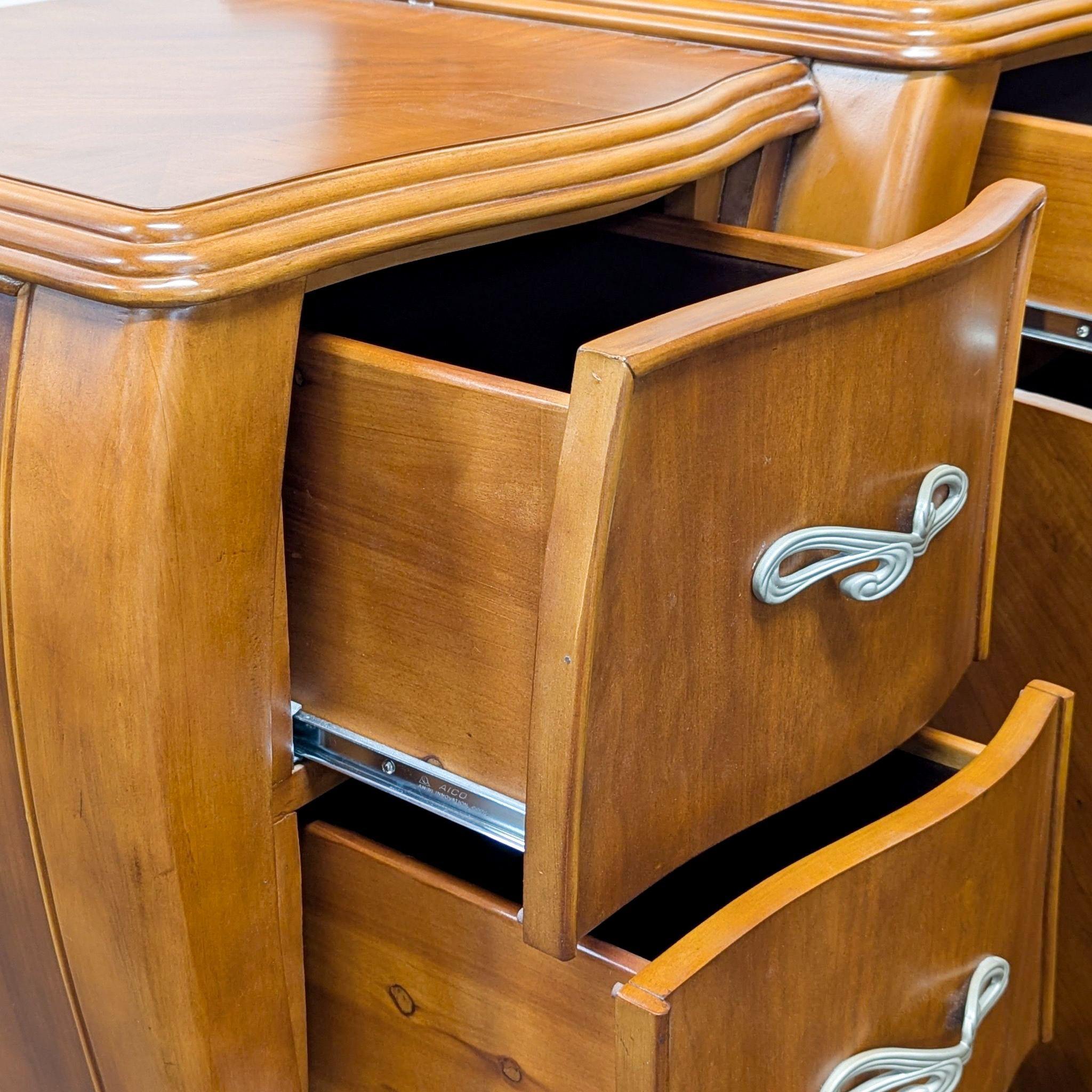 Michael Amini Elegant Wood Dresser With Mirror and Multiple Drawers