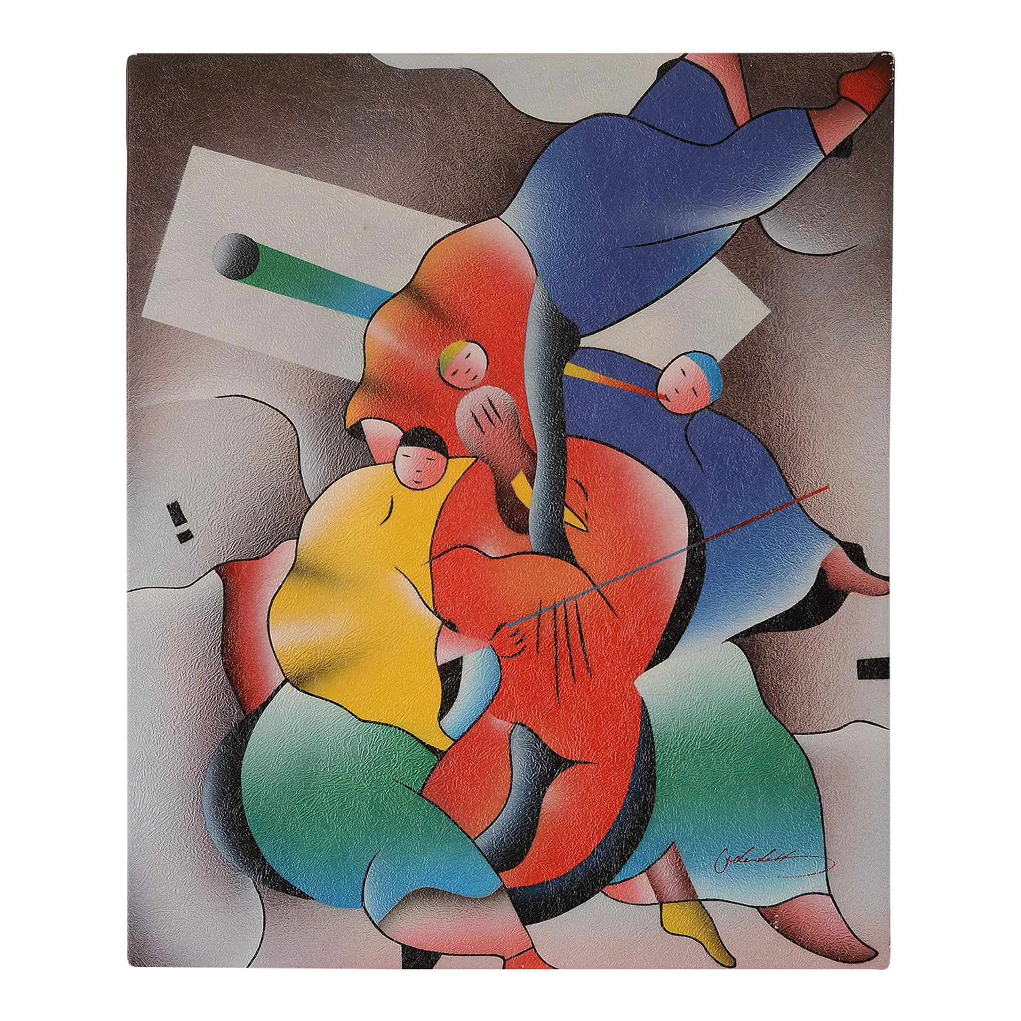 希少 Contemporary Art 1980s Postmodern Abstract J Kendall Airbrush Painting | Chairish