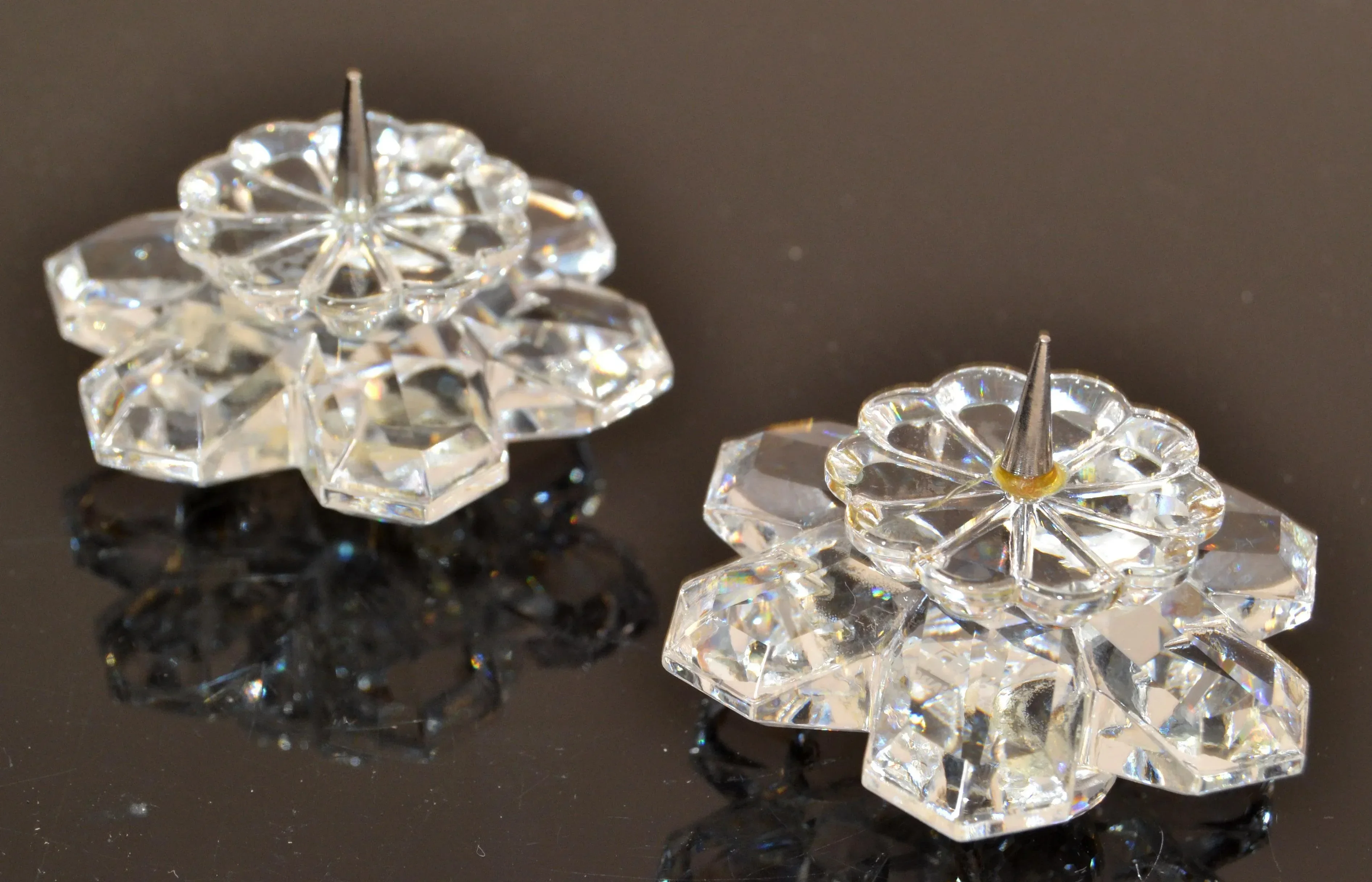 SWAROVSKI Silver Crystal スワロフスキー Vintage Pair Swarovski Crystal Star Flowers Pin Candlesticks