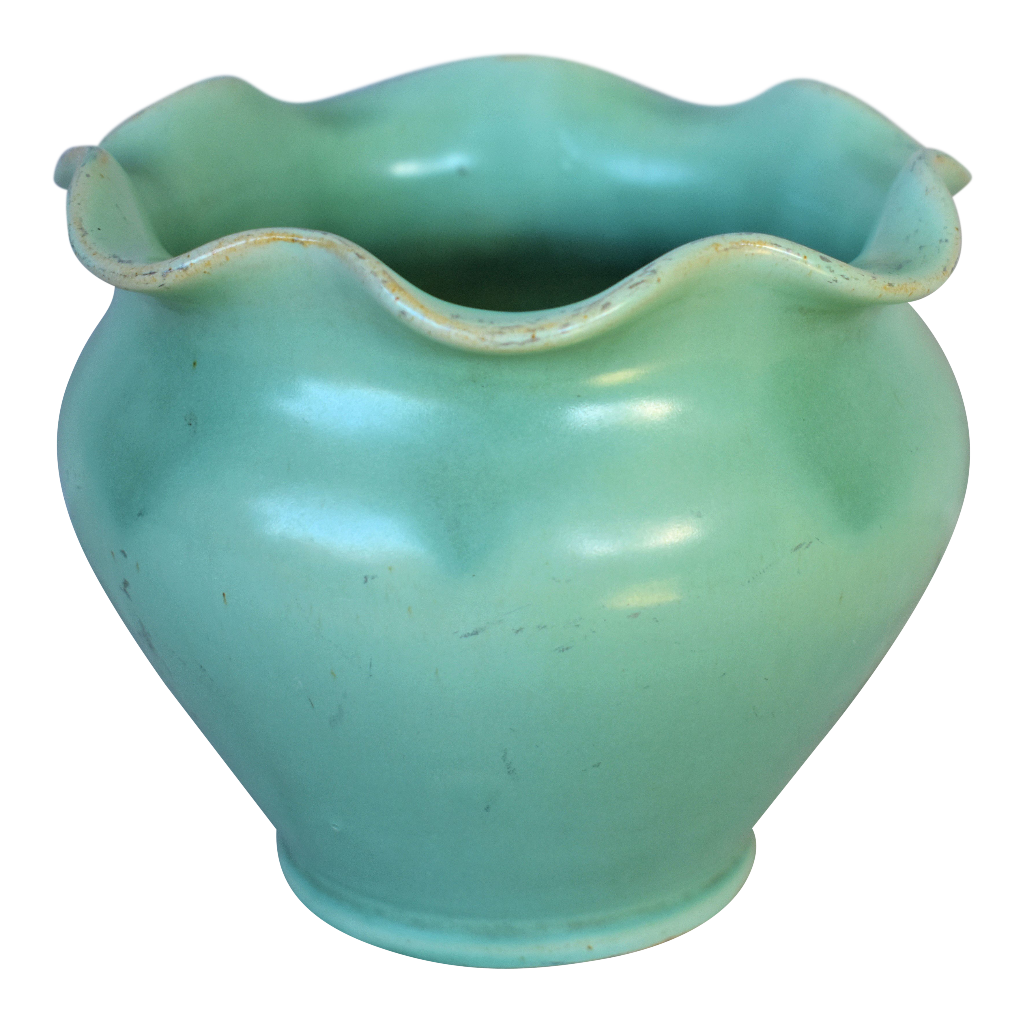 Vintage Camark Pottery Green Ruffled Art Bowl Chairish
