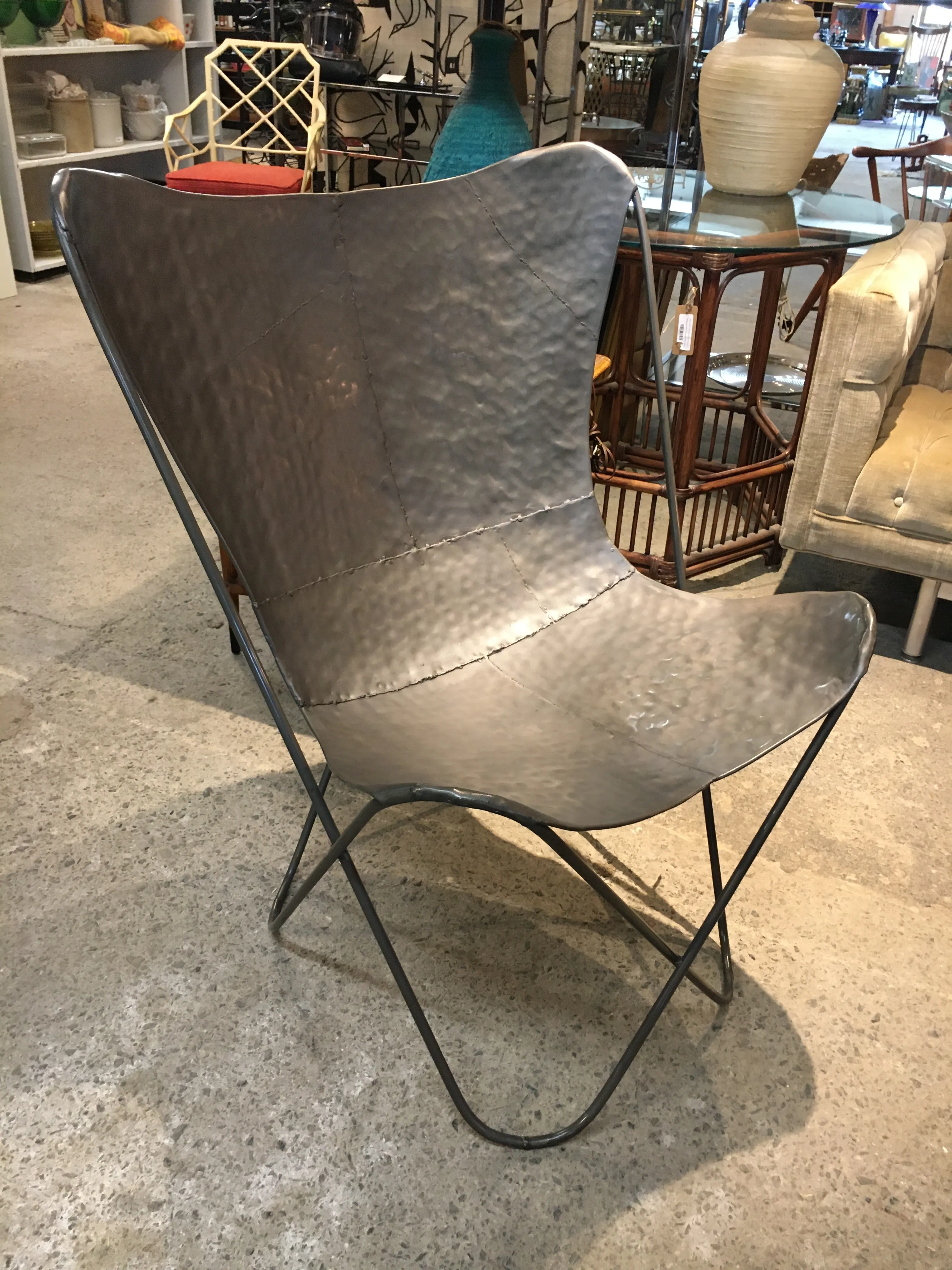 Hammered + Welded Patchwork Steel Butterfly B K F Chair
