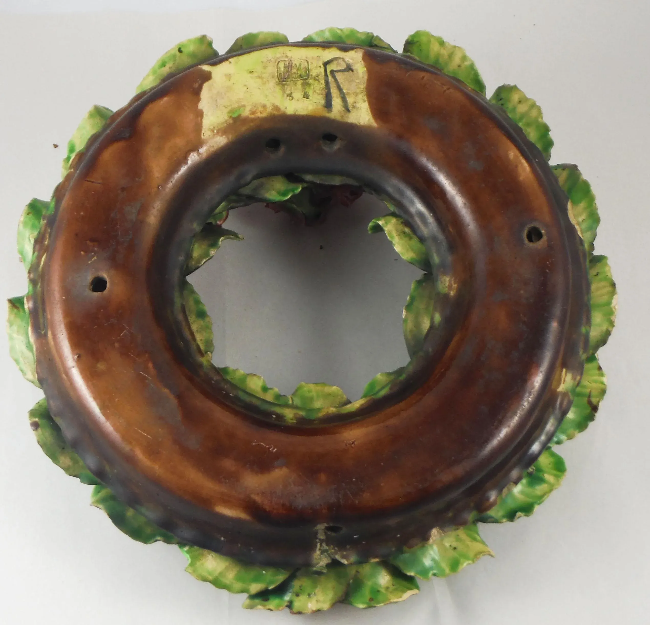 French Large Majolica Roses Crown, circa 1890