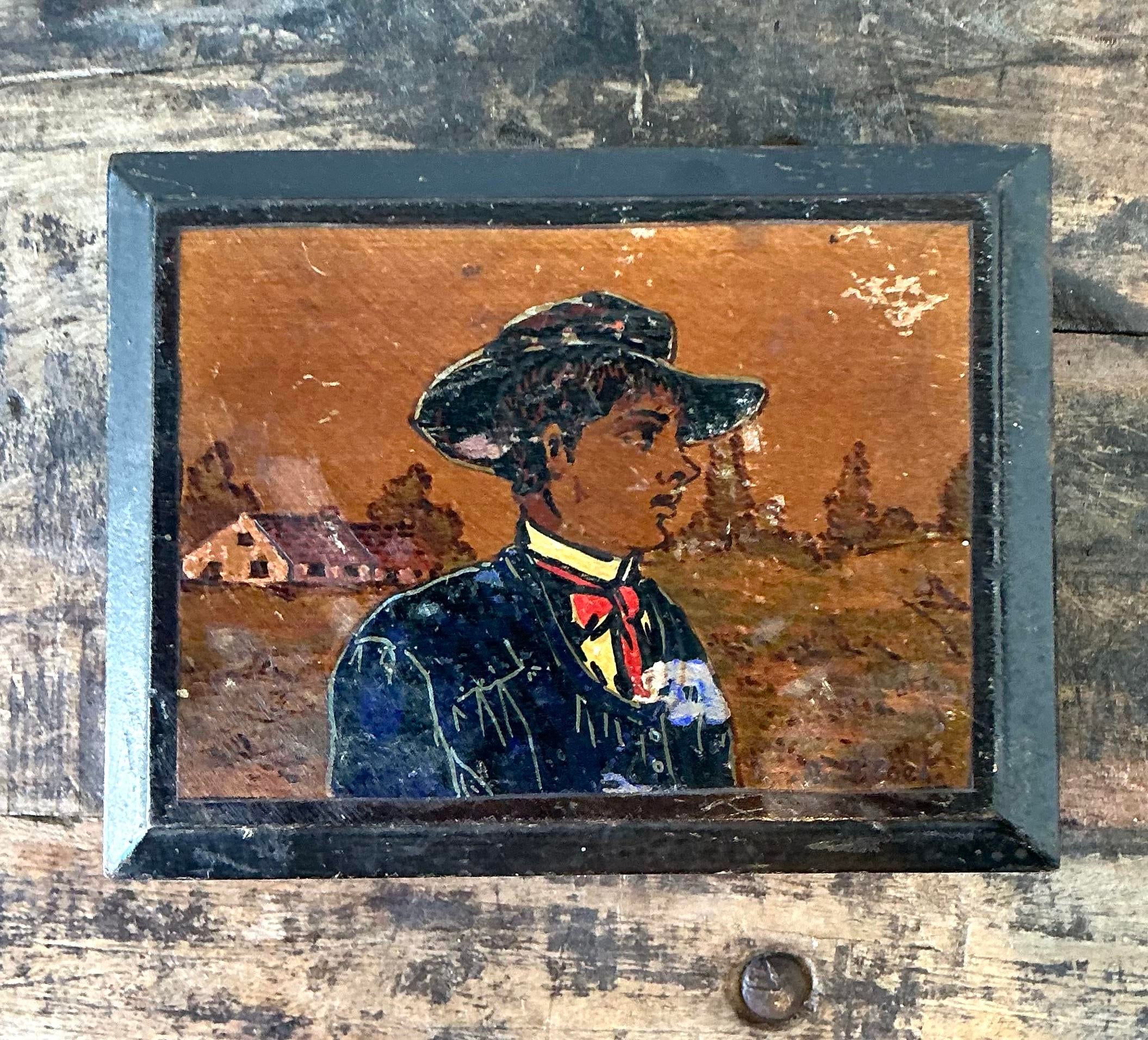 Vintage Hand Painted Cowboy Box
