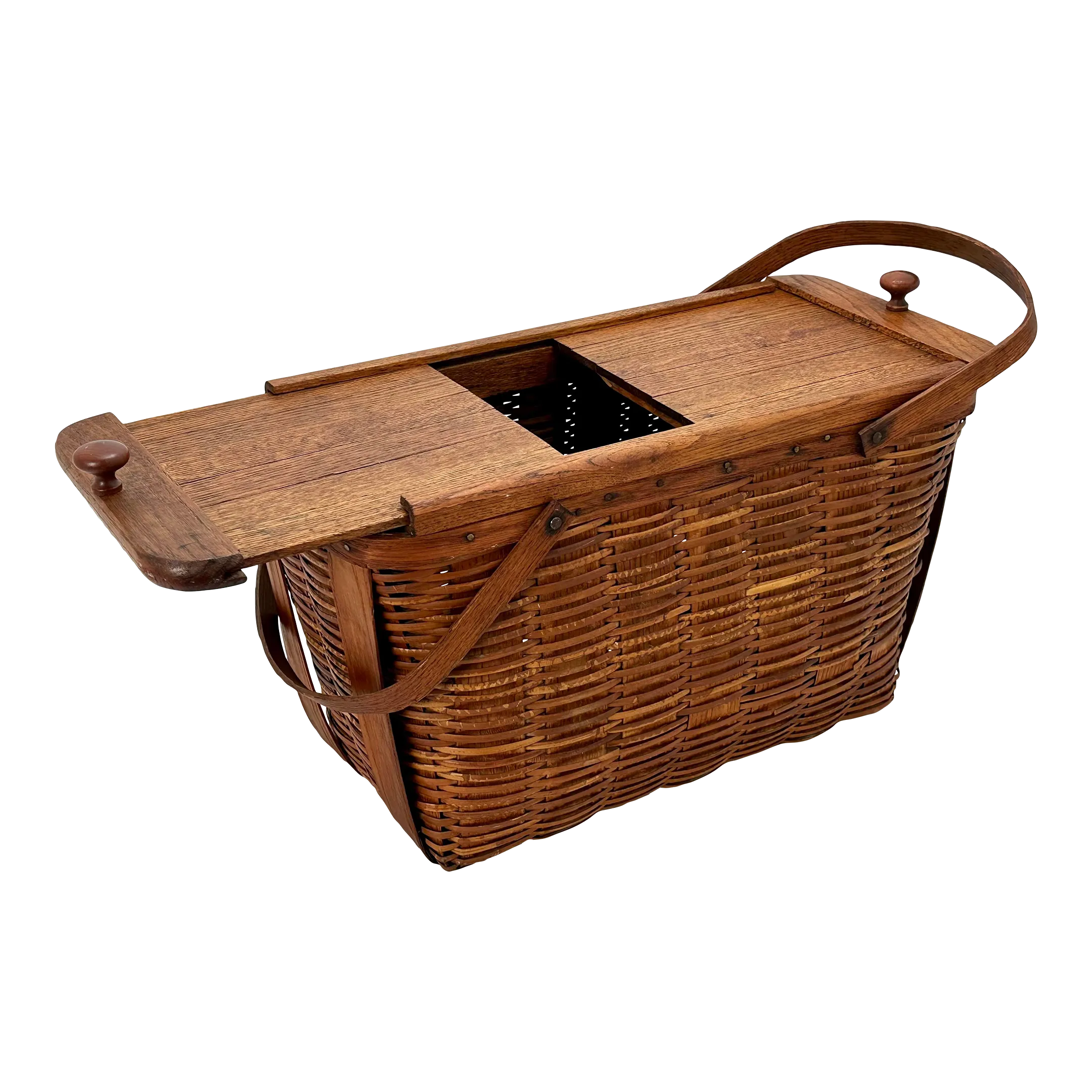 Large Early 1900s Antique American Beautifully Hand Made Reed With Oak ...