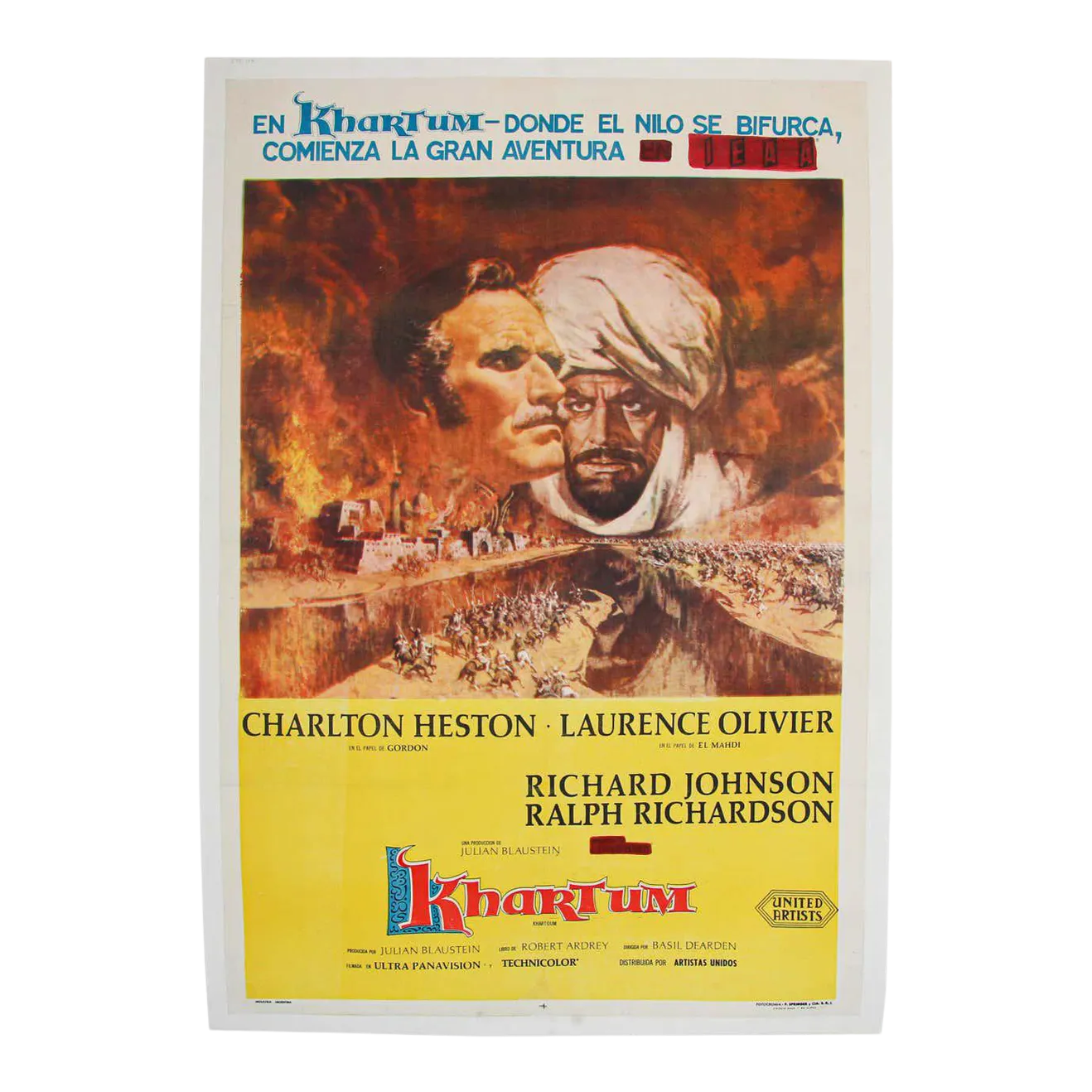 Khartoum, 1966 British Epic War Movie Poster in Spanish Chairish