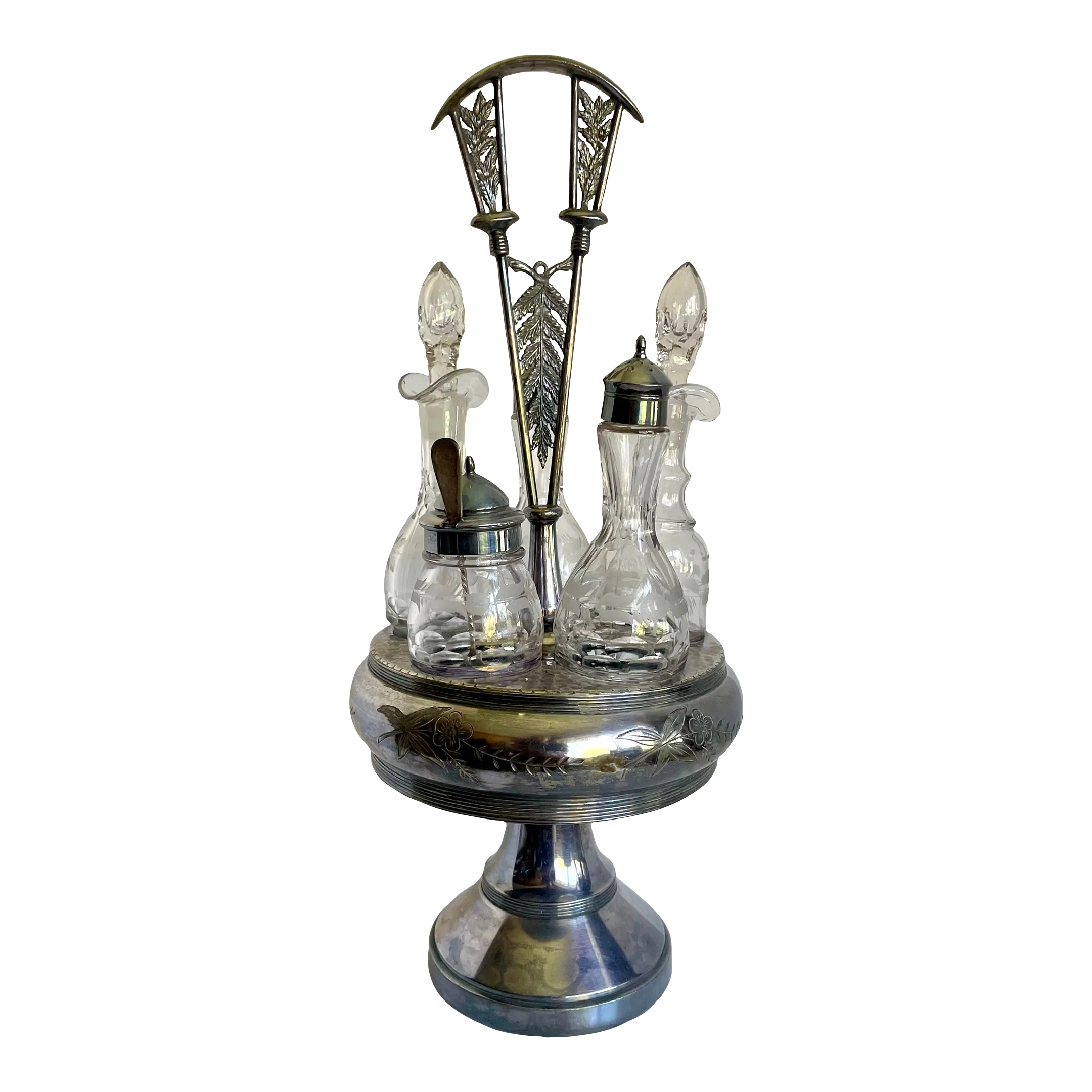 Antique James A. Tufts Quadruple Plate Silverplate Cruet Condiment