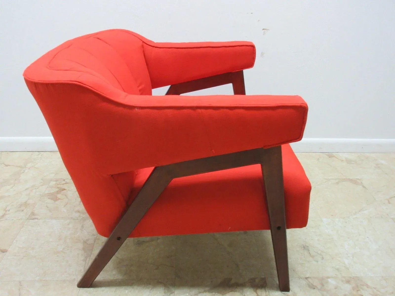 Mid-Century Danish Modern Style Orange Lounge Chair