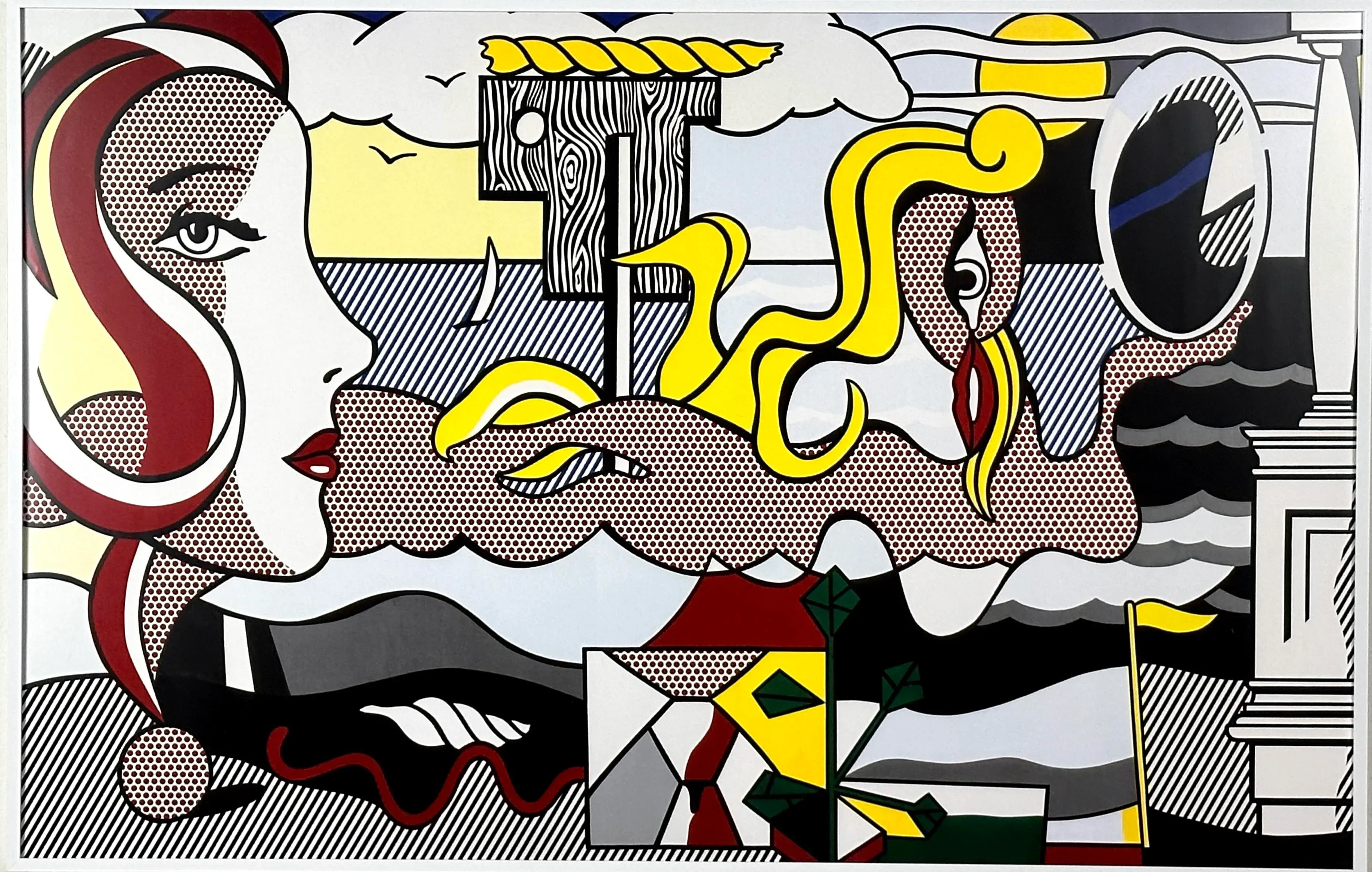 Roy Lichtenstein Figures in Landscape Pop Art Offset