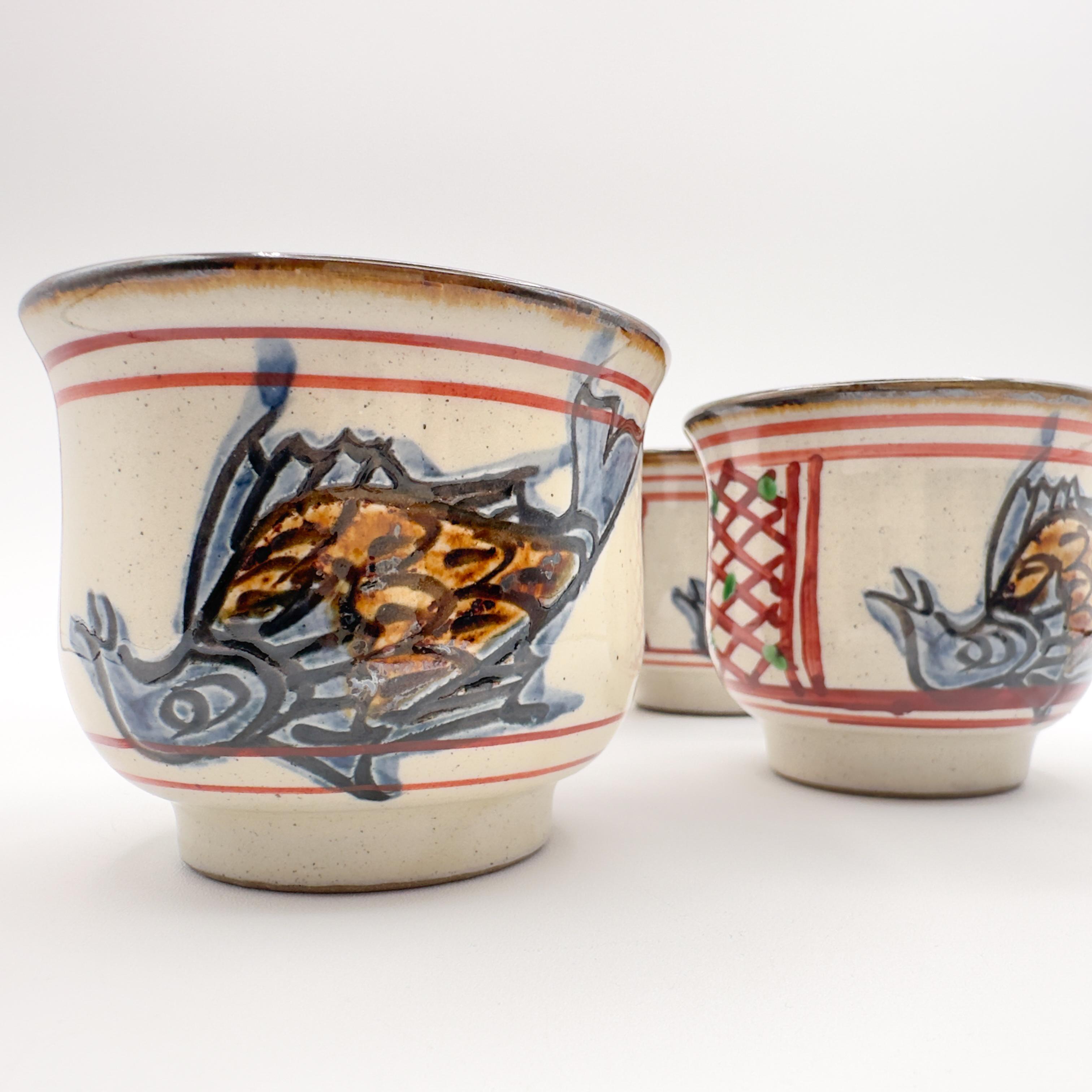 Mid 20th Century Japanese Hand Painted Okinawa Tsuboya-Yaki