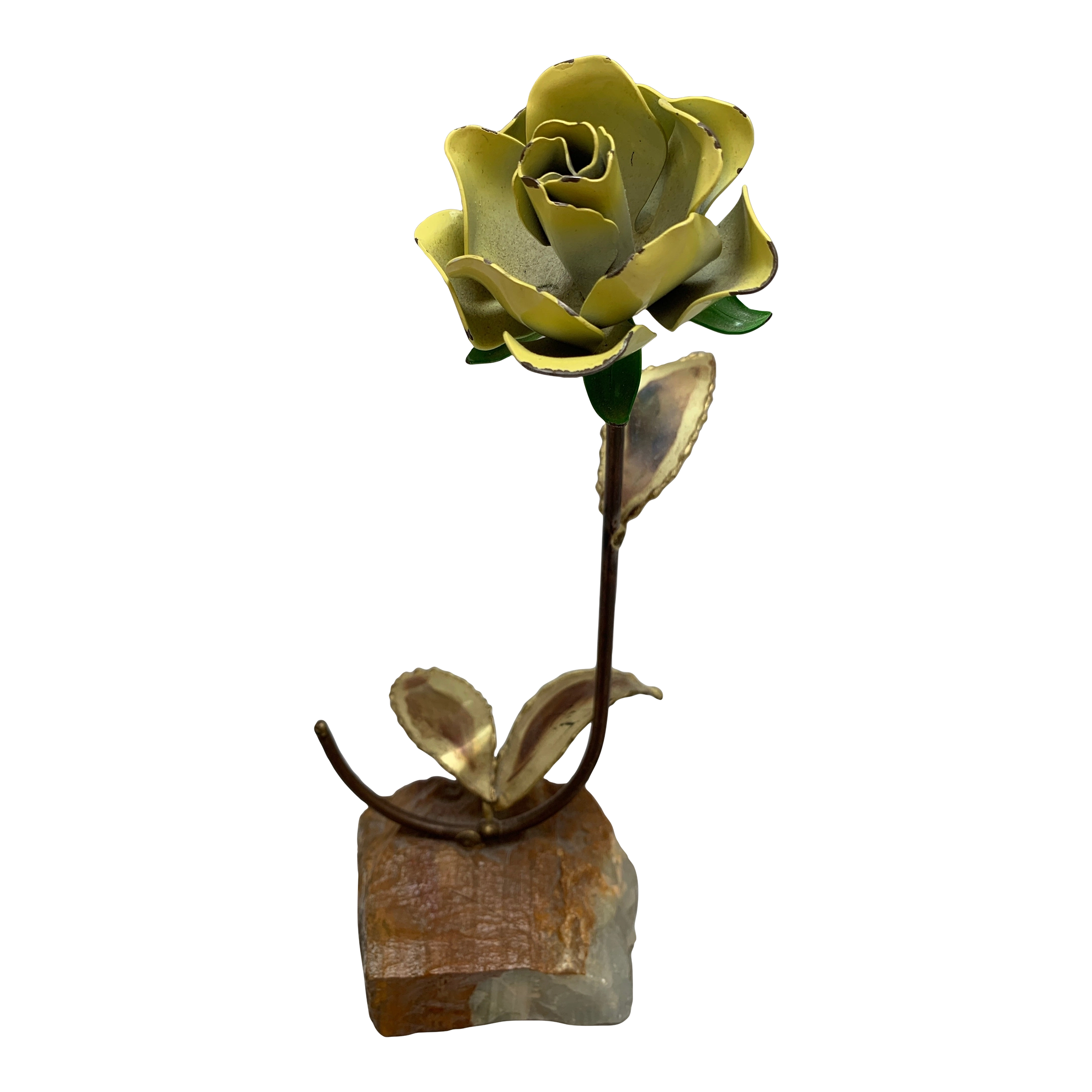 Vintage Midcentury Sculptural Decor Metal Yellow Rose | Chairish, image size:2160x2160