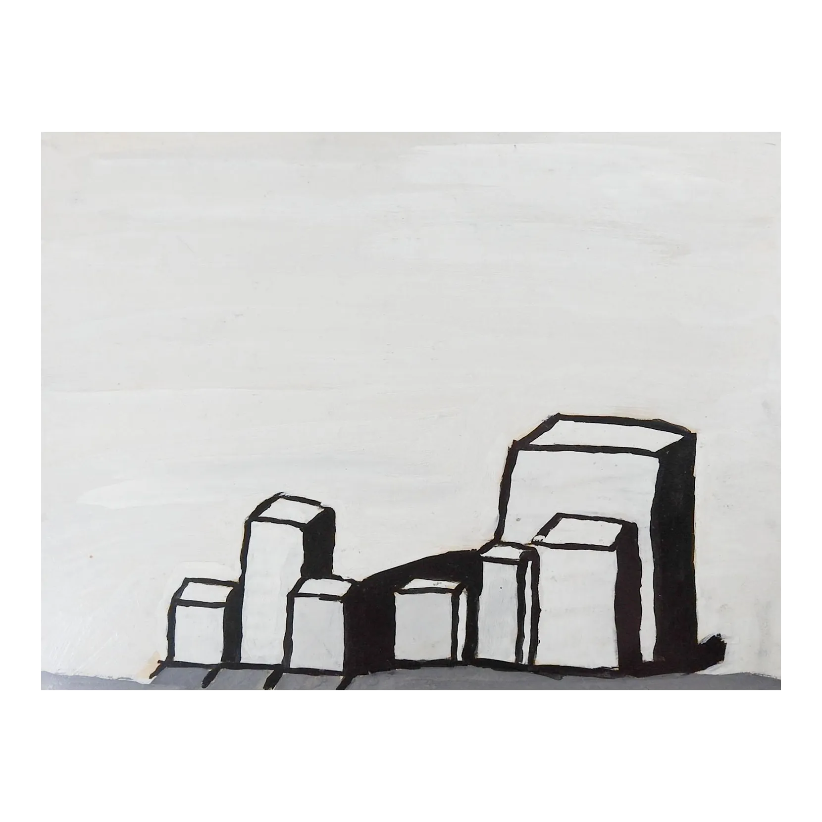 Vintage Mid Century Abstract Black & White Geometric Painting Chairish