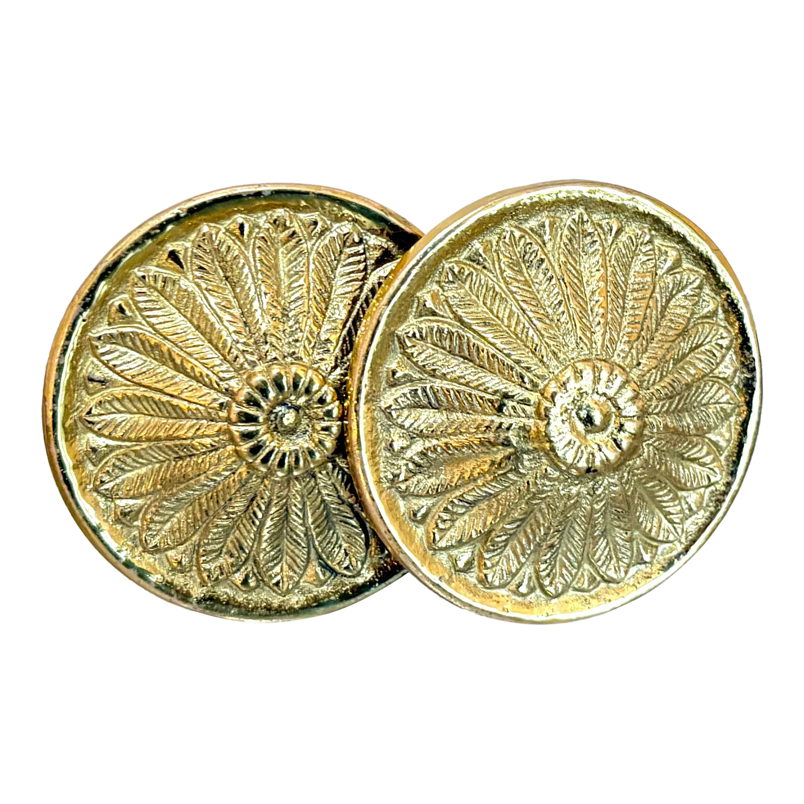 Brass Flower Door Knobs Set of 2