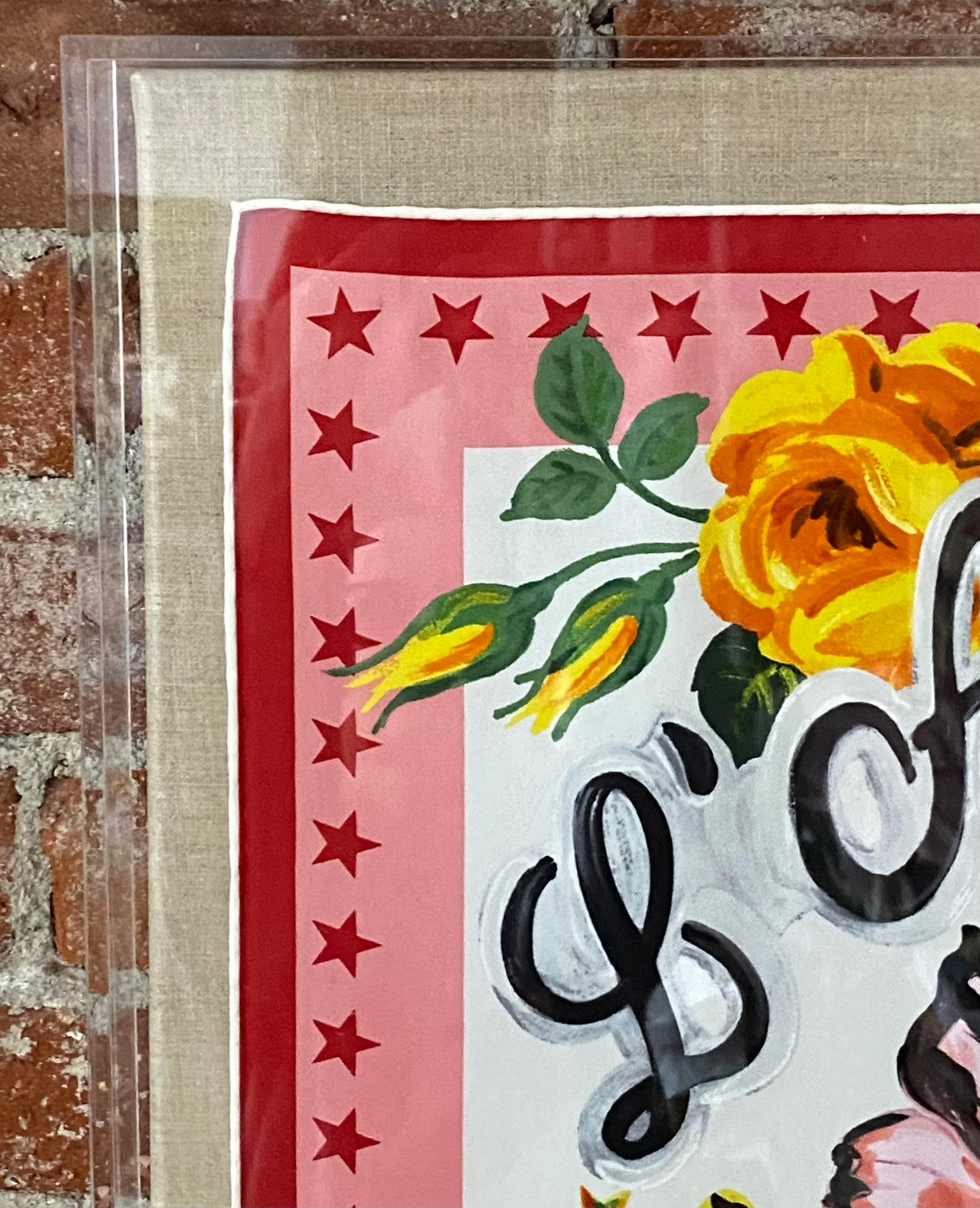 Gucci L 'Aveugle Par Amour Silk Scarf Mounted on Linen Board