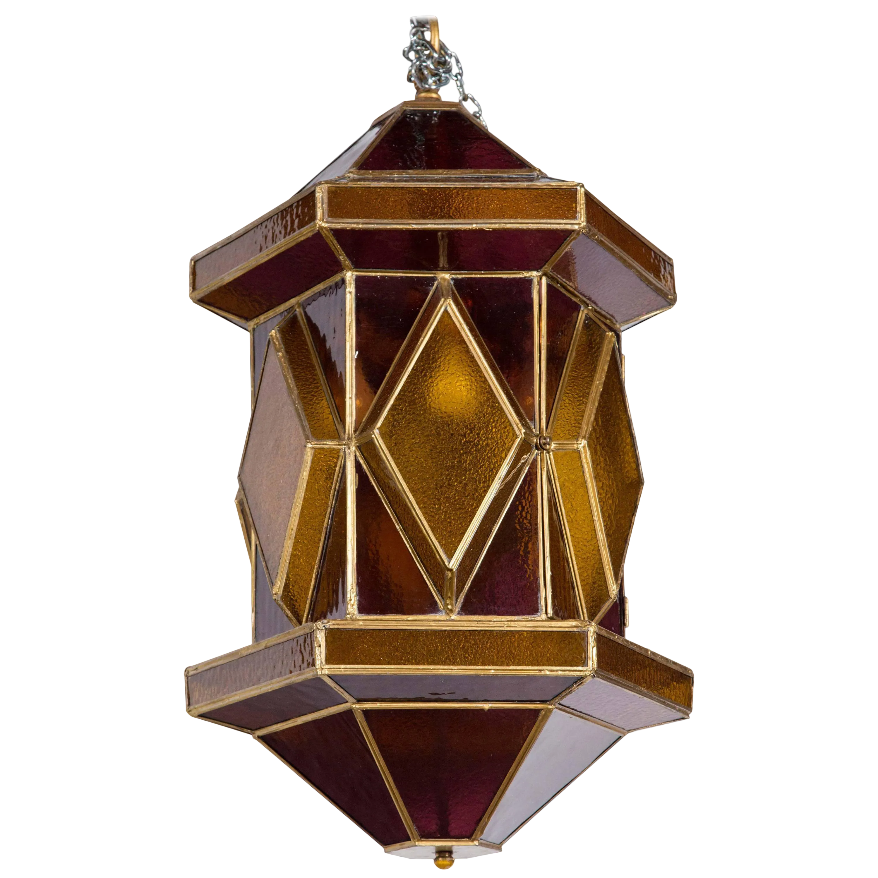 1960s Vintage Amethyst And Gold Glass Moroccan Lantern Chairish