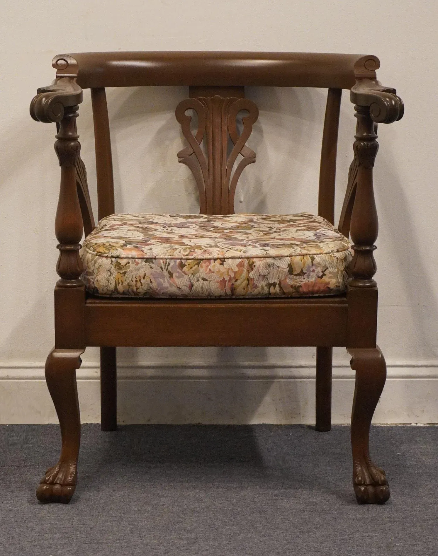 Vintage Antique Solid Mahogany Traditional French Inspired Accent