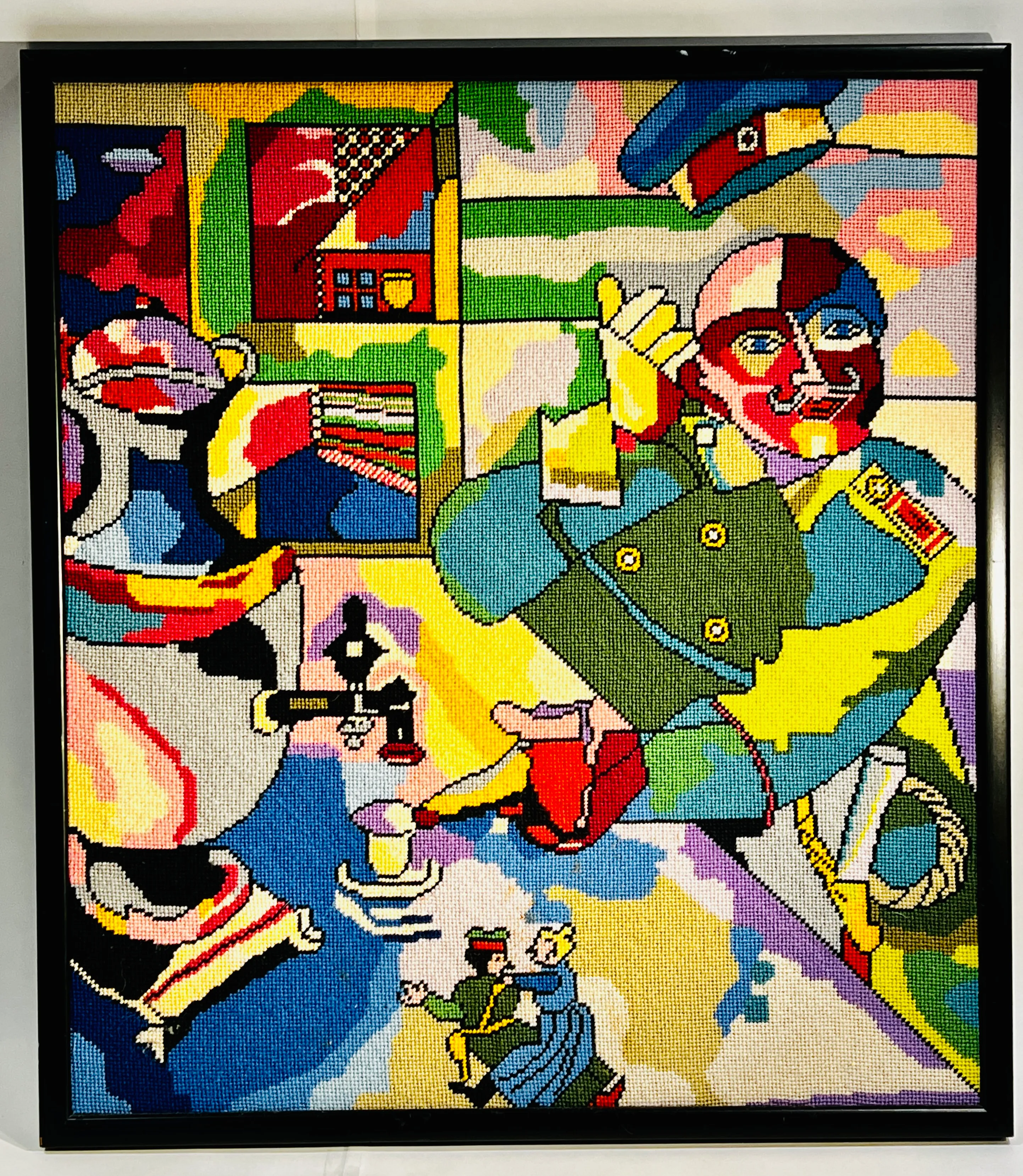 Vintage Surrealist Dada Framed Needlepoint Wall Art Yellow Submarine |  Chairish, image size:2885x3315