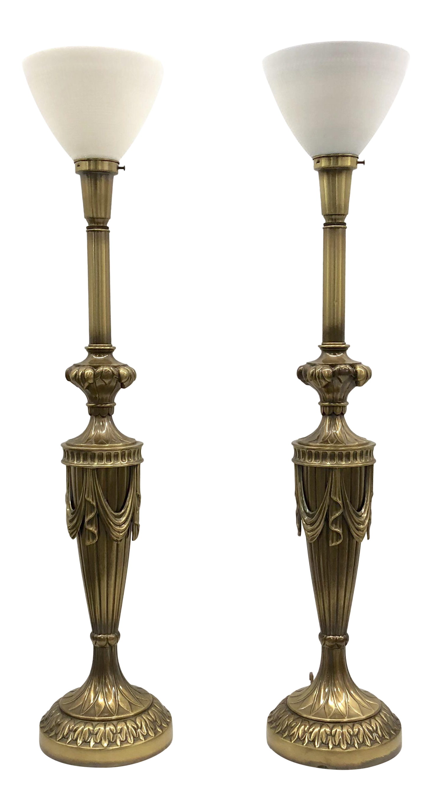 Monumental Rembrandt Brass Torchiere Table Lamps A Pair Chairish