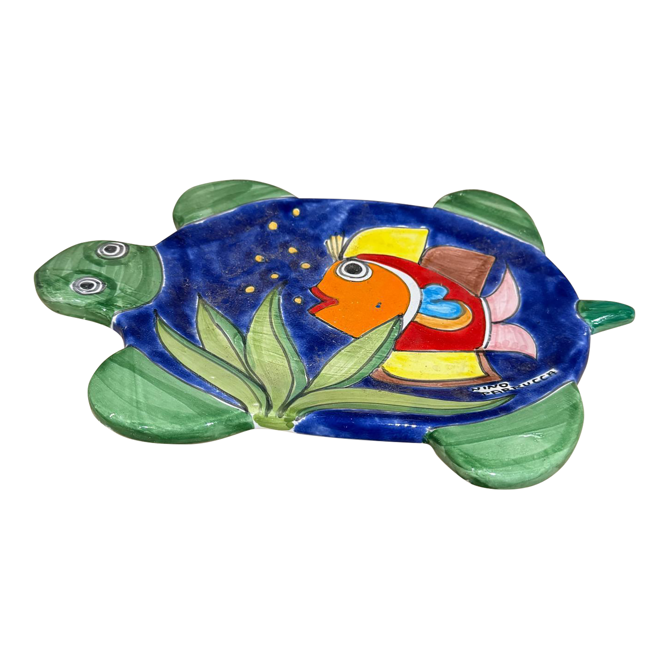 1970s Nino Parrucca Italian Pottery Hand Painted Plate Sicily