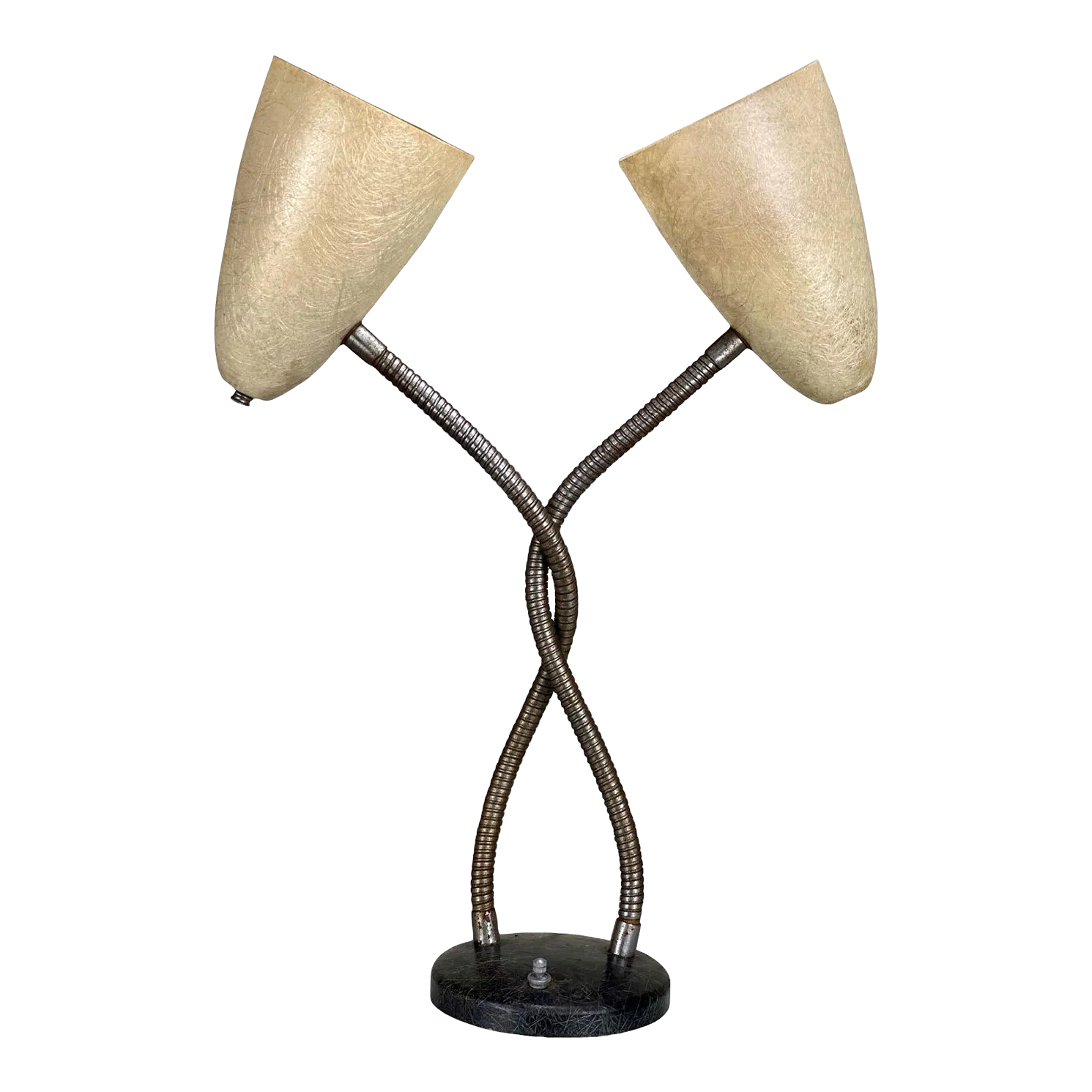 MidCentury Modern Atomic Double Gooseneck Fiberglass Shade Table Desk