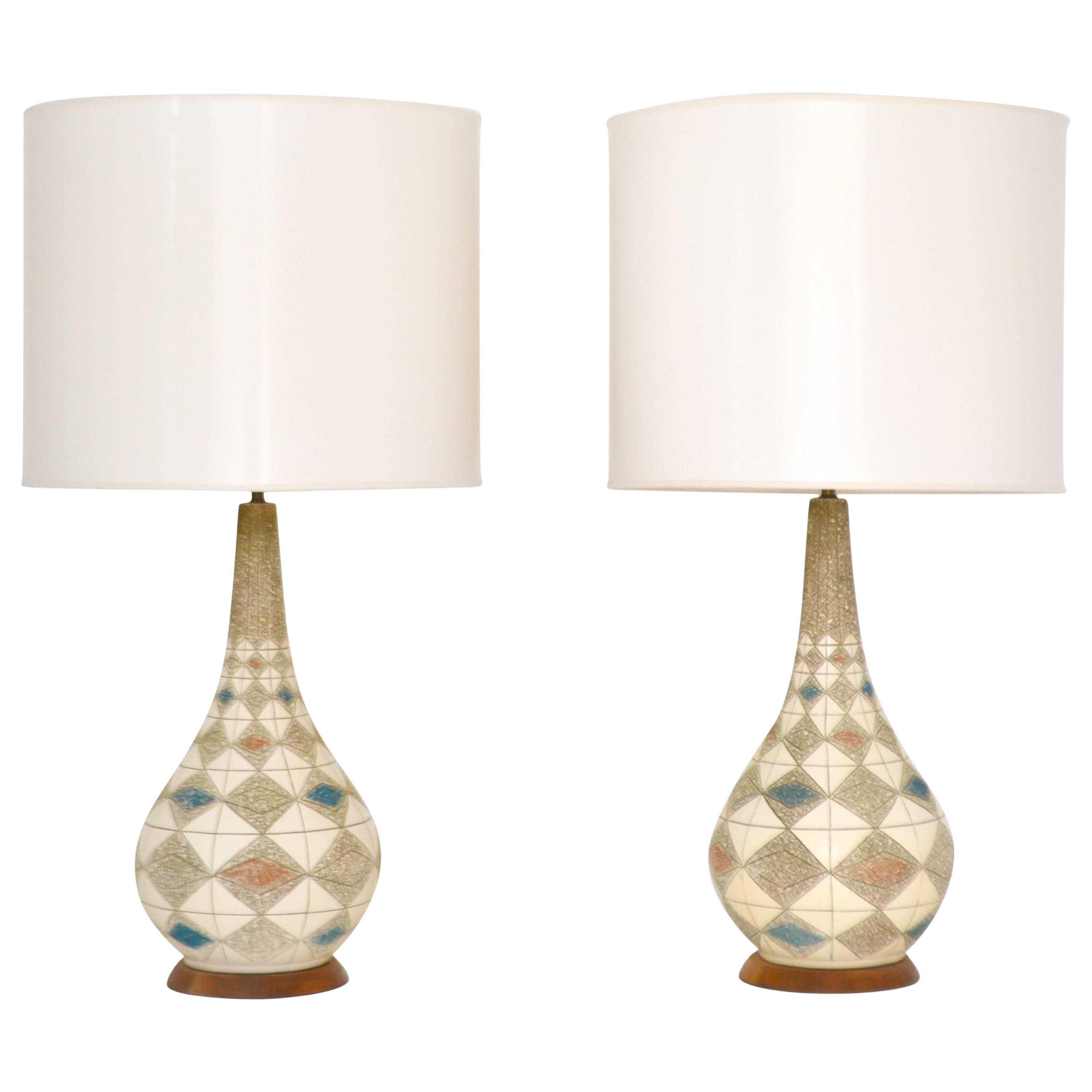 MidCentury Ceramic Table Lamps a Pair Chairish