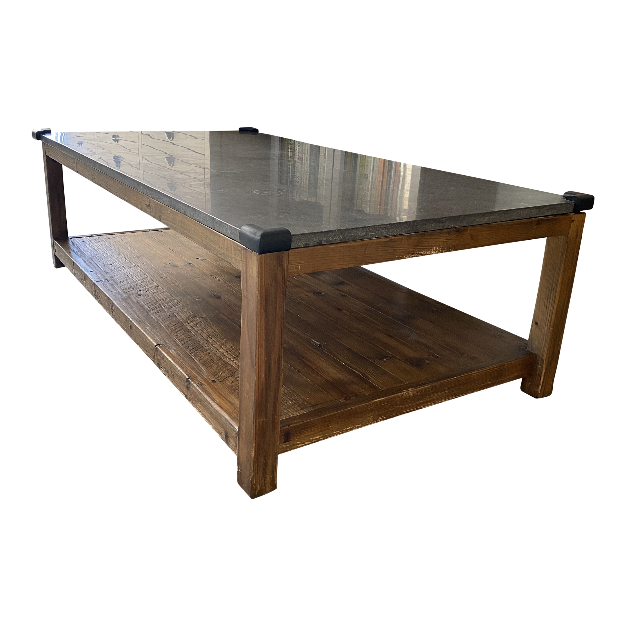 Crate Barrel Stone Slab And Wood Coffee Table Chairish