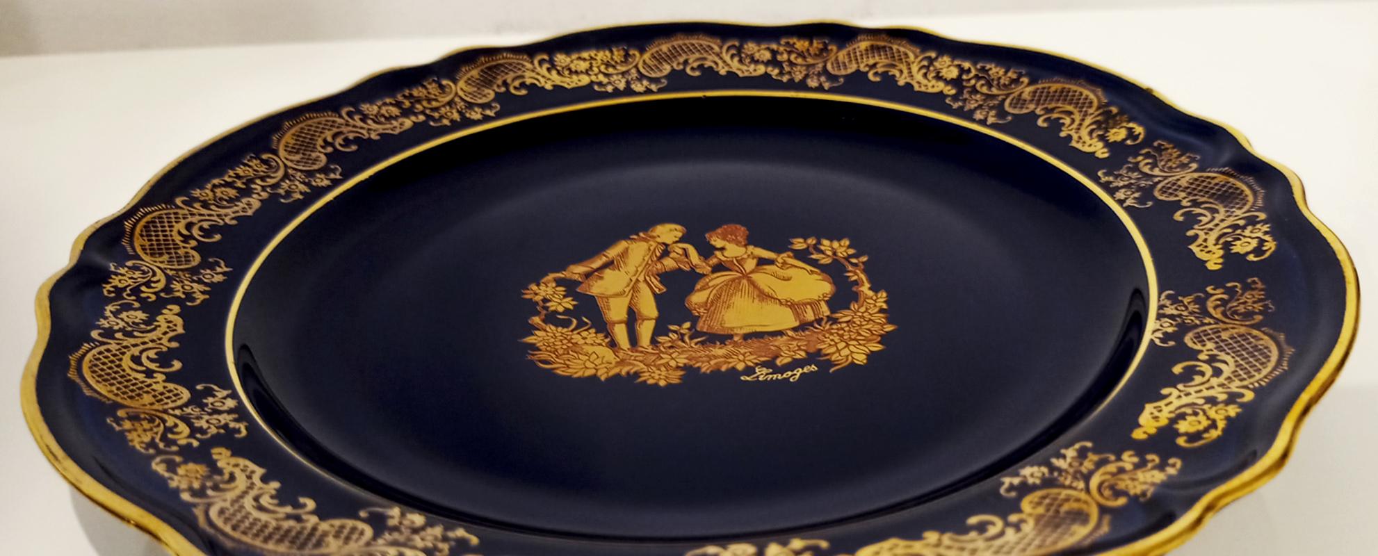 Vintage French Limoges Plate with 24K Gold, 1940